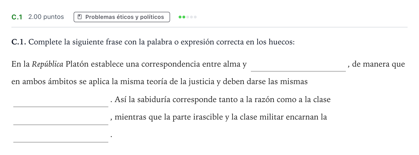 Enunciado: Ejercicio C.1 · Historia de la Filosofía PAU Andalucía Ordinaria Suplente 2021