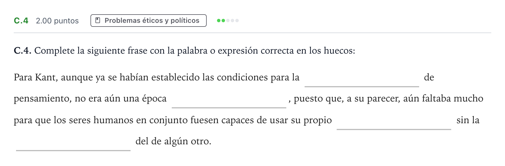 Enunciado: Ejercicio C.4 · Historia de la Filosofía PAU Andalucía Ordinaria Suplente 2021