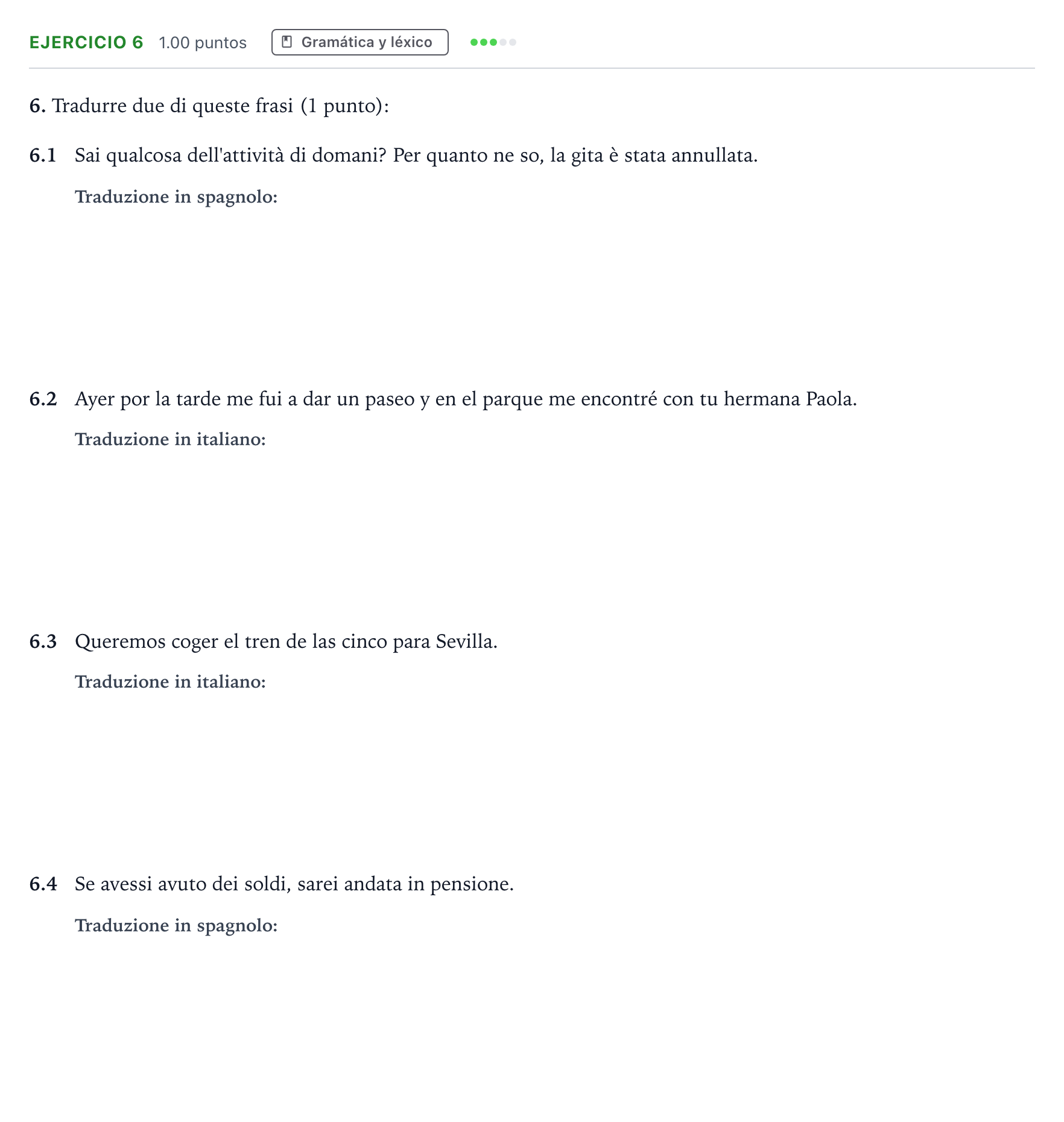 Enunciado: Problema 6 · Italiano PAU Andalucía Extraordinaria Suplente 2021