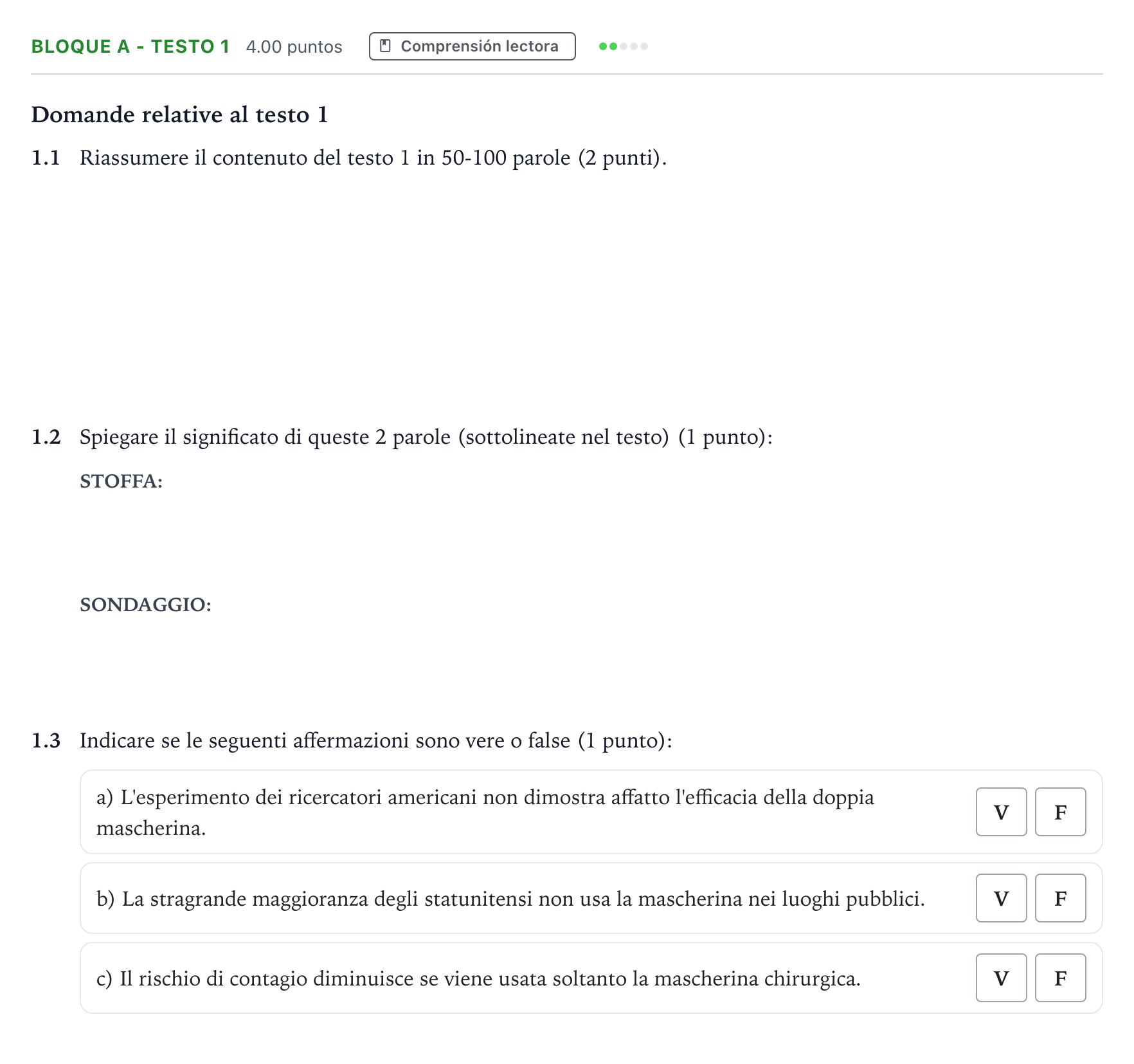 Enunciado: Bloque A - Testo 1 · Italiano PAU Andalucía Extraordinaria Titular (Acceso) 2021