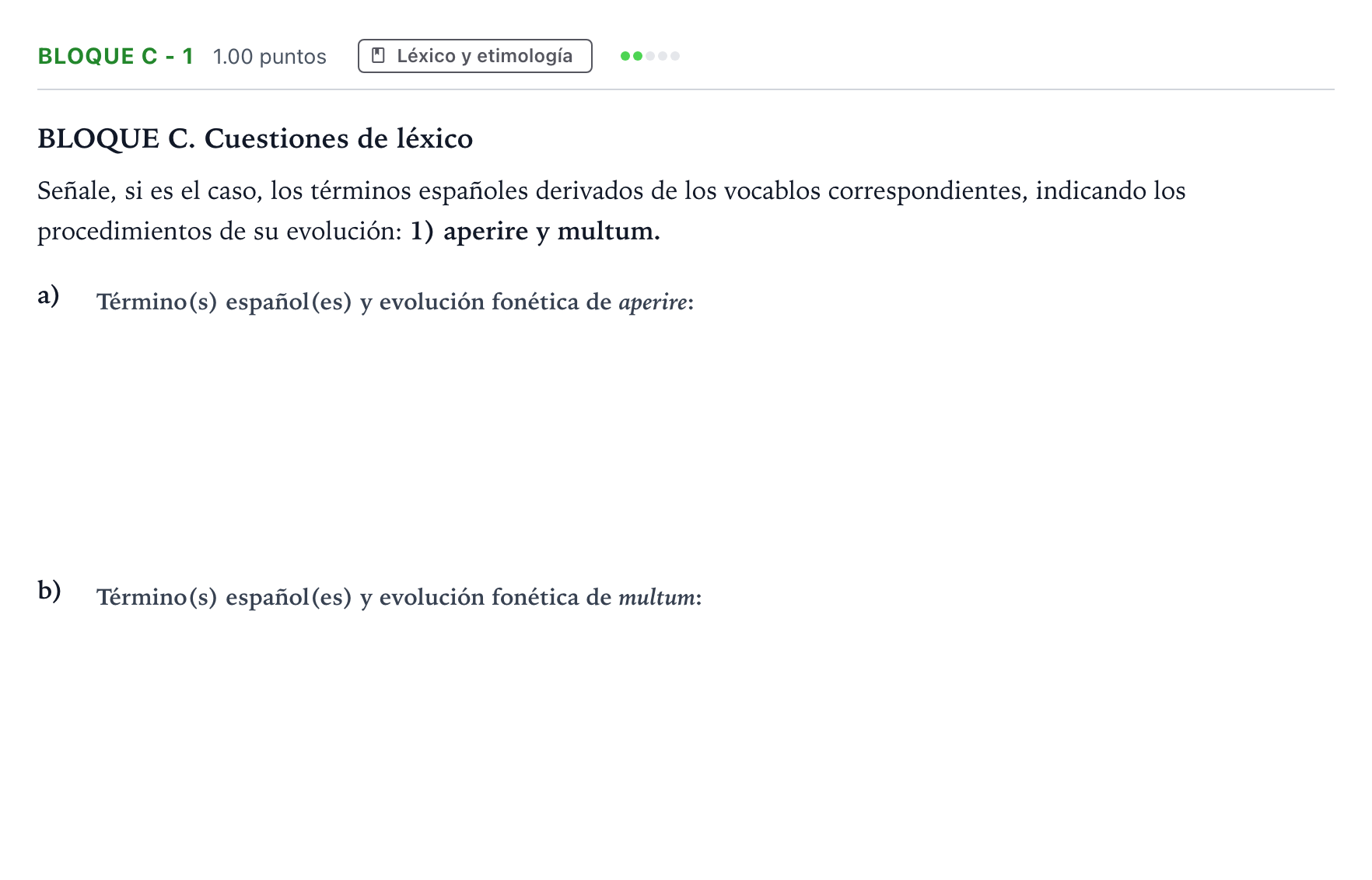 Enunciado: Bloque C - 1 · Latín II PAU Andalucía Extraordinaria Reserva 2021