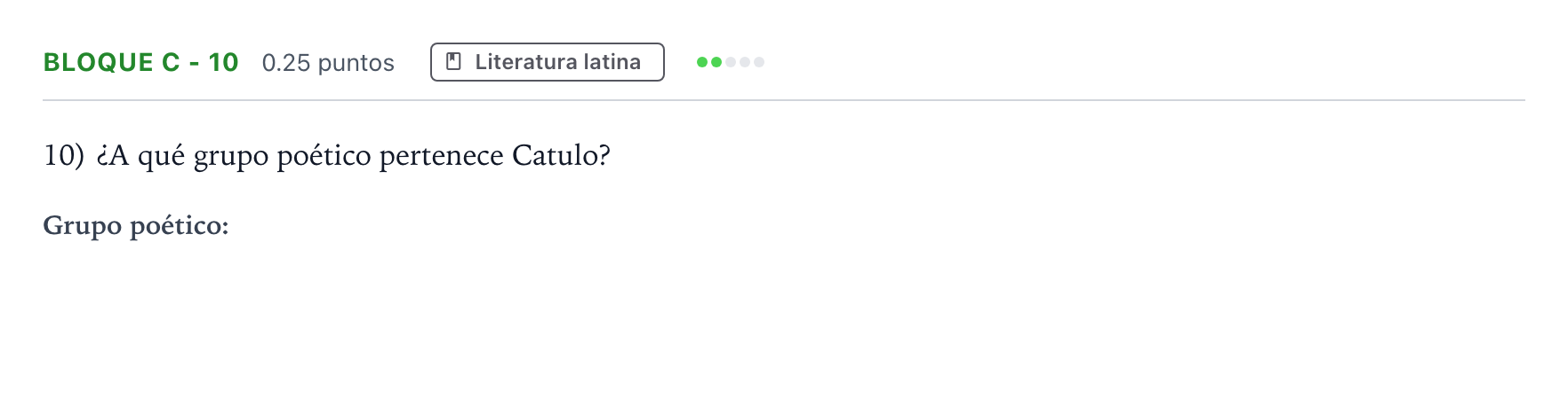 Enunciado: Bloque C - 10 · Latín II PAU Andalucía Extraordinaria Suplente 2021