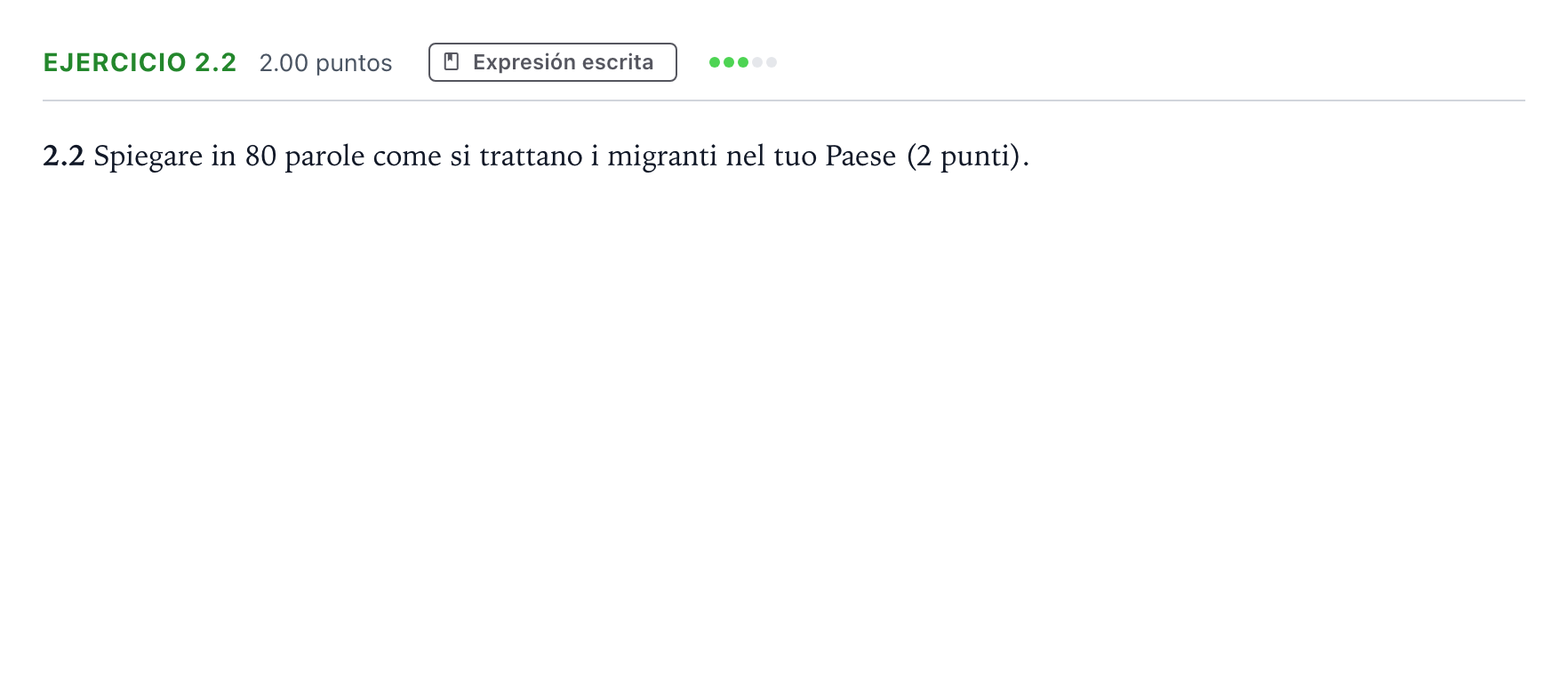 Enunciado: Ejercicio 2.2 · Italiano PAU Andalucía Ordinaria Titular (Admisión) 2021