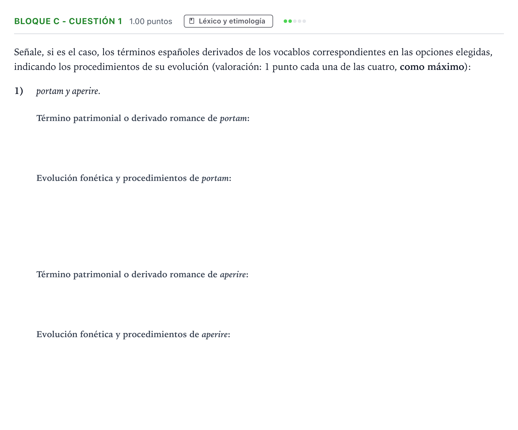 Enunciado: Bloque C - Cuestión 1 · Latín II PAU Andalucía Extraordinaria Titular 2021