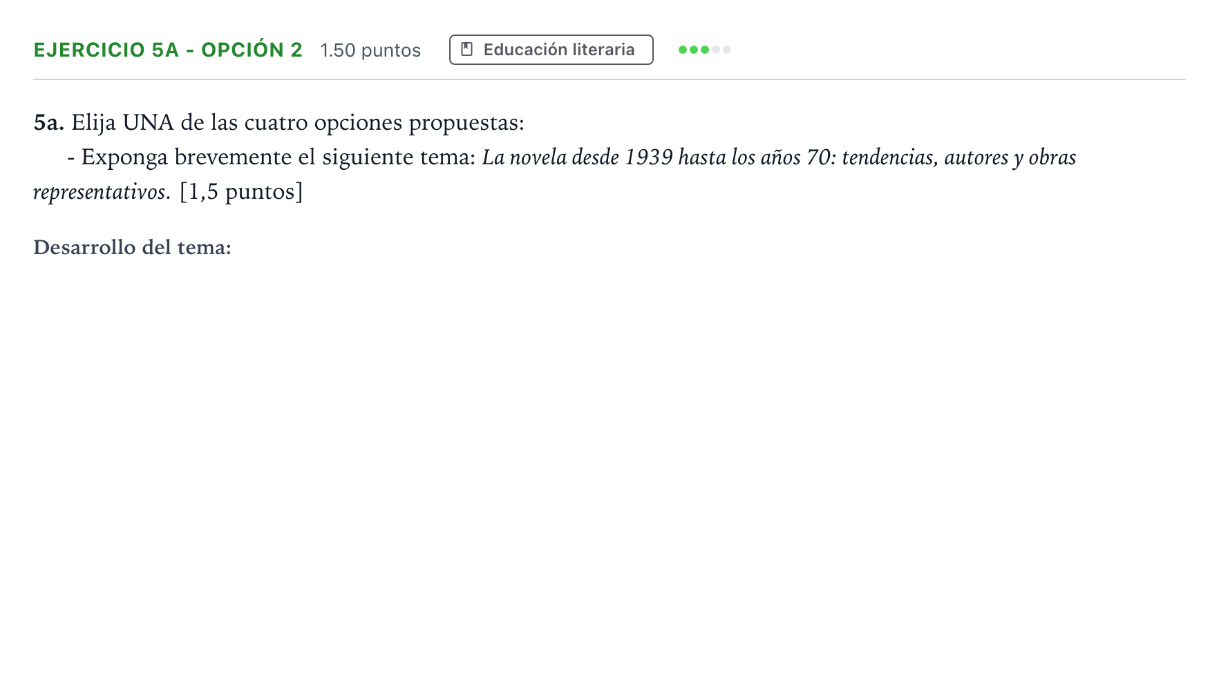 Enunciado: Ejercicio 5a - Opción 2 · Lengua Castellana y Literatura II PAU Andalucía Extraordinaria Reserva 2021