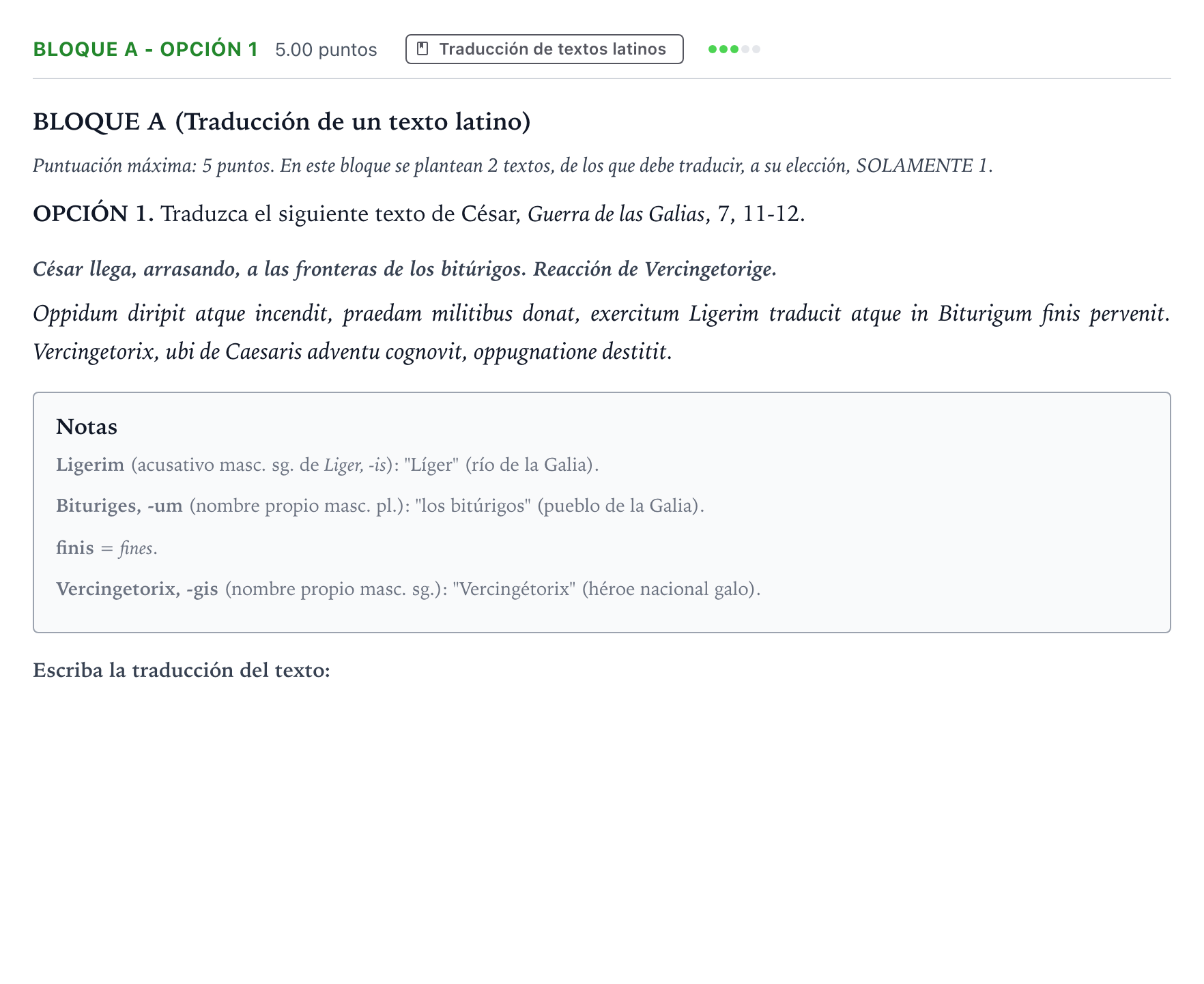Enunciado: Bloque A - Opción 1 · Latín II PAU Andalucía Ordinaria Reserva 2021