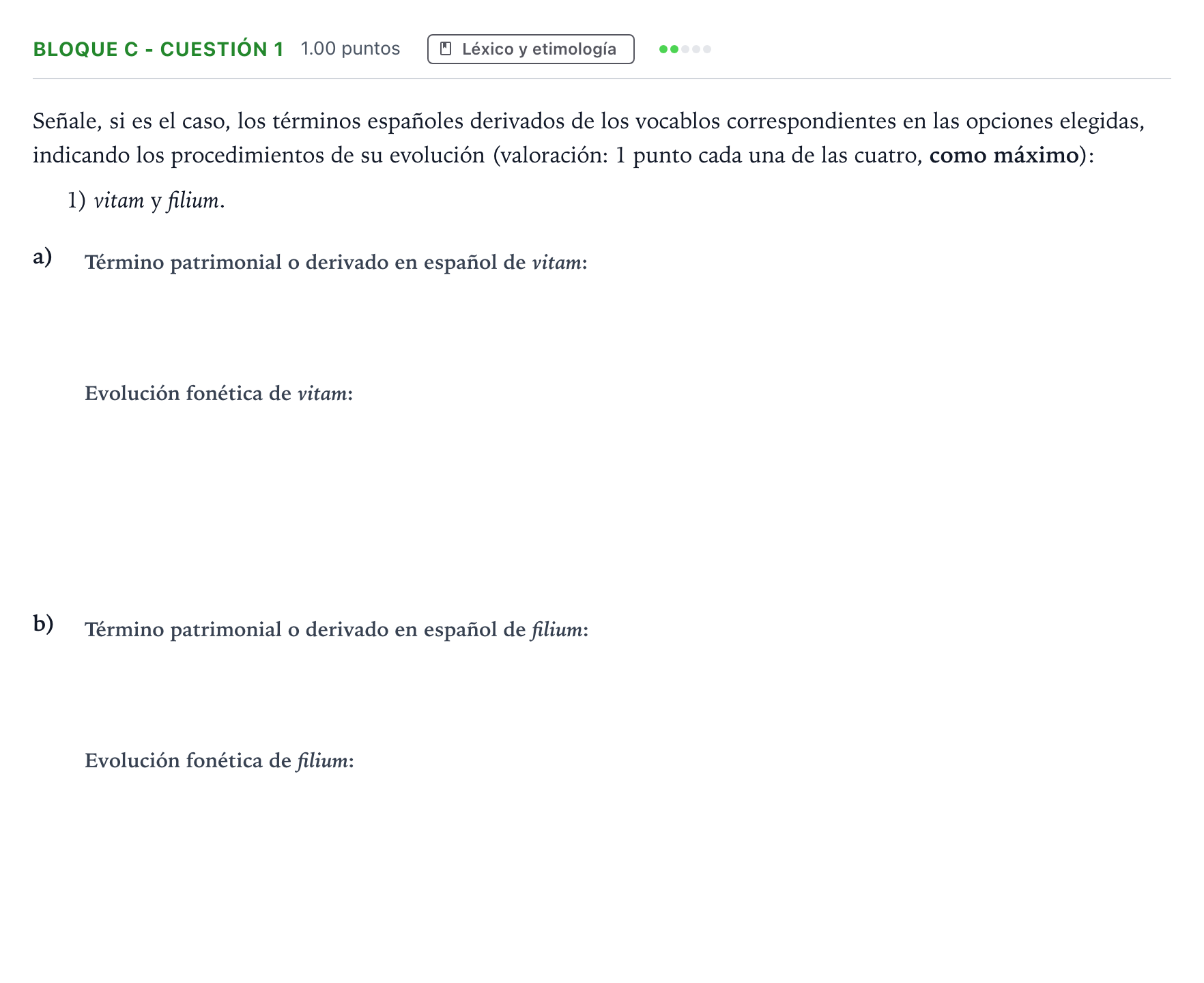 Enunciado: Bloque C - Cuestión 1 · Latín II PAU Andalucía Ordinaria Reserva 2021