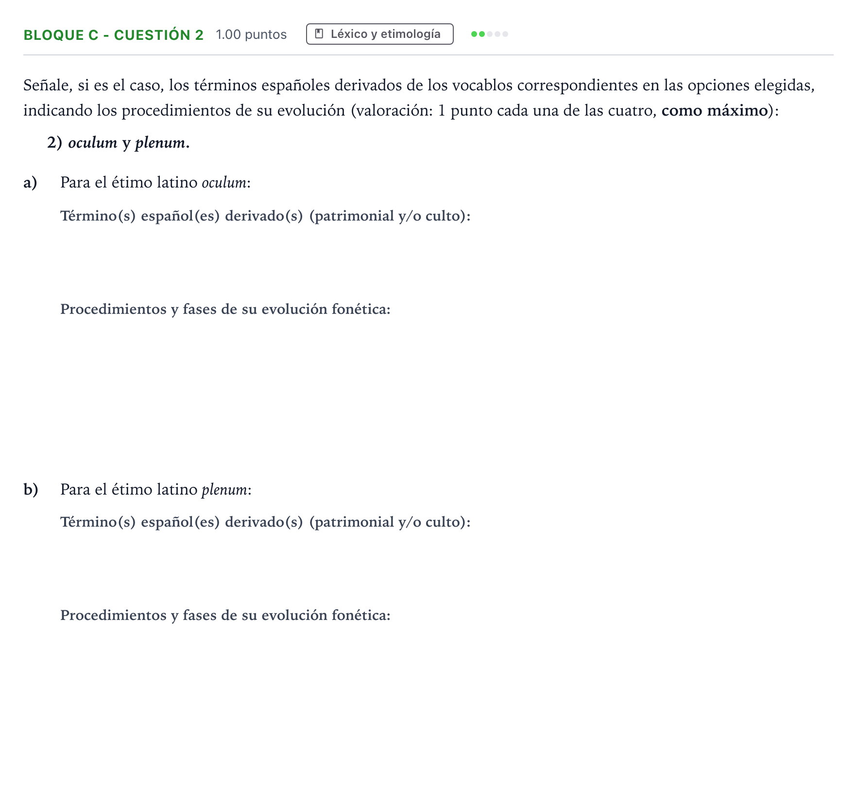 Enunciado: Bloque C - Cuestión 2 · Latín II PAU Andalucía Ordinaria Reserva 2021