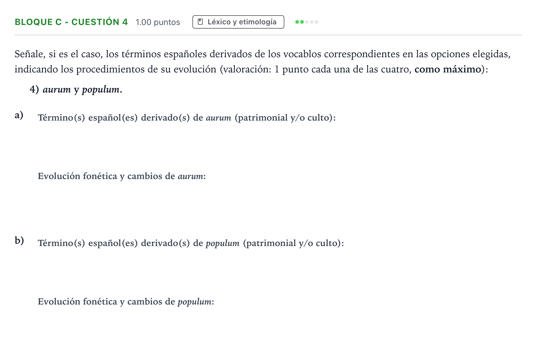 Enunciado: Bloque C - Cuestión 4 · Latín II PAU Andalucía Ordinaria Reserva 2021