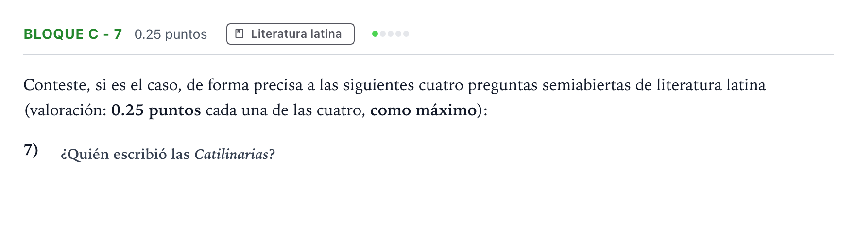 Enunciado: Bloque C - 7 · Latín II PAU Andalucía Ordinaria Suplente 2021