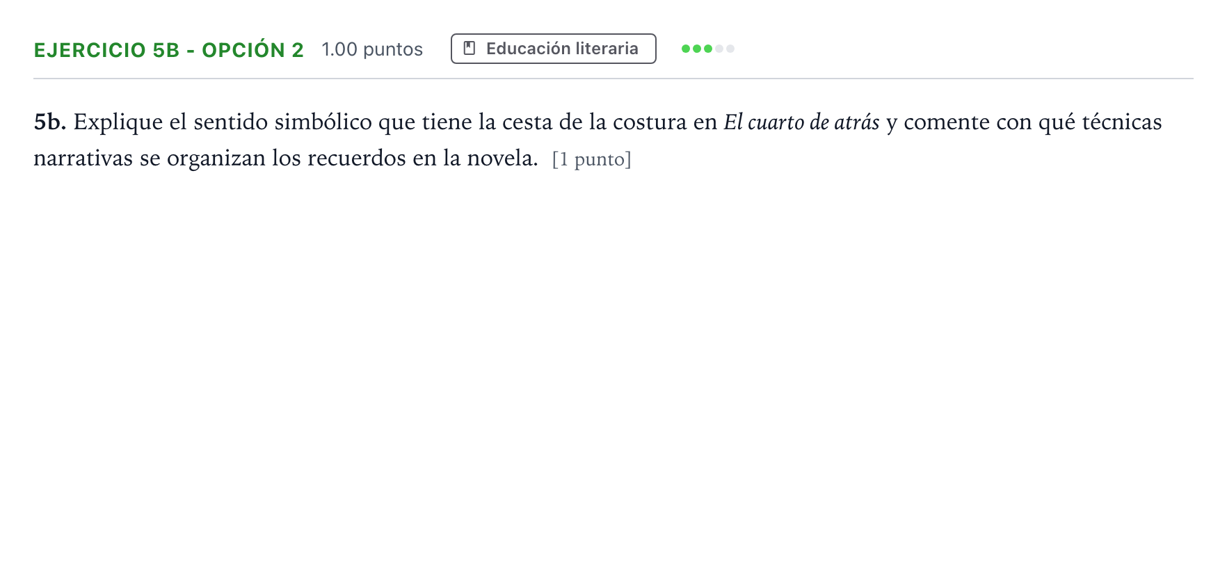 Enunciado: Ejercicio 5b - Opción 2 · Lengua Castellana y Literatura II PAU Andalucía Extraordinaria Titular 2021