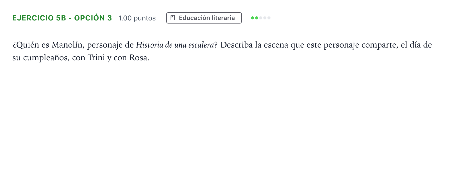 Enunciado: Ejercicio 5b - Opción 3 · Lengua Castellana y Literatura II PAU Andalucía Extraordinaria Titular 2021