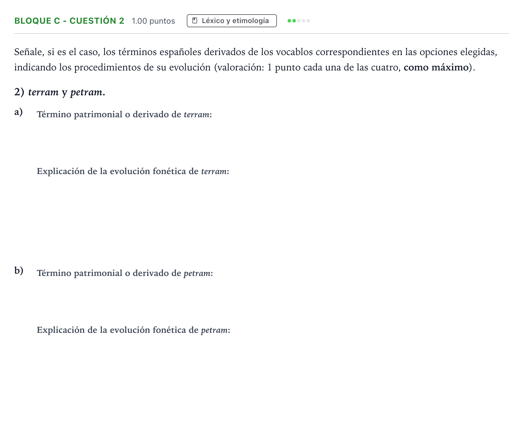 Enunciado: Bloque C - Cuestión 2 · Latín II PAU Andalucía Ordinaria Titular 2021