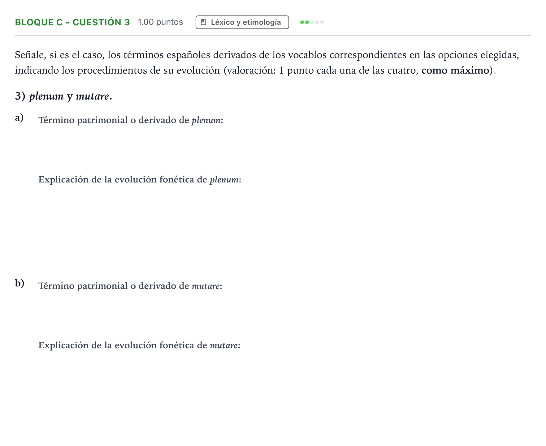 Enunciado: Bloque C - Cuestión 3 · Latín II PAU Andalucía Ordinaria Titular 2021
