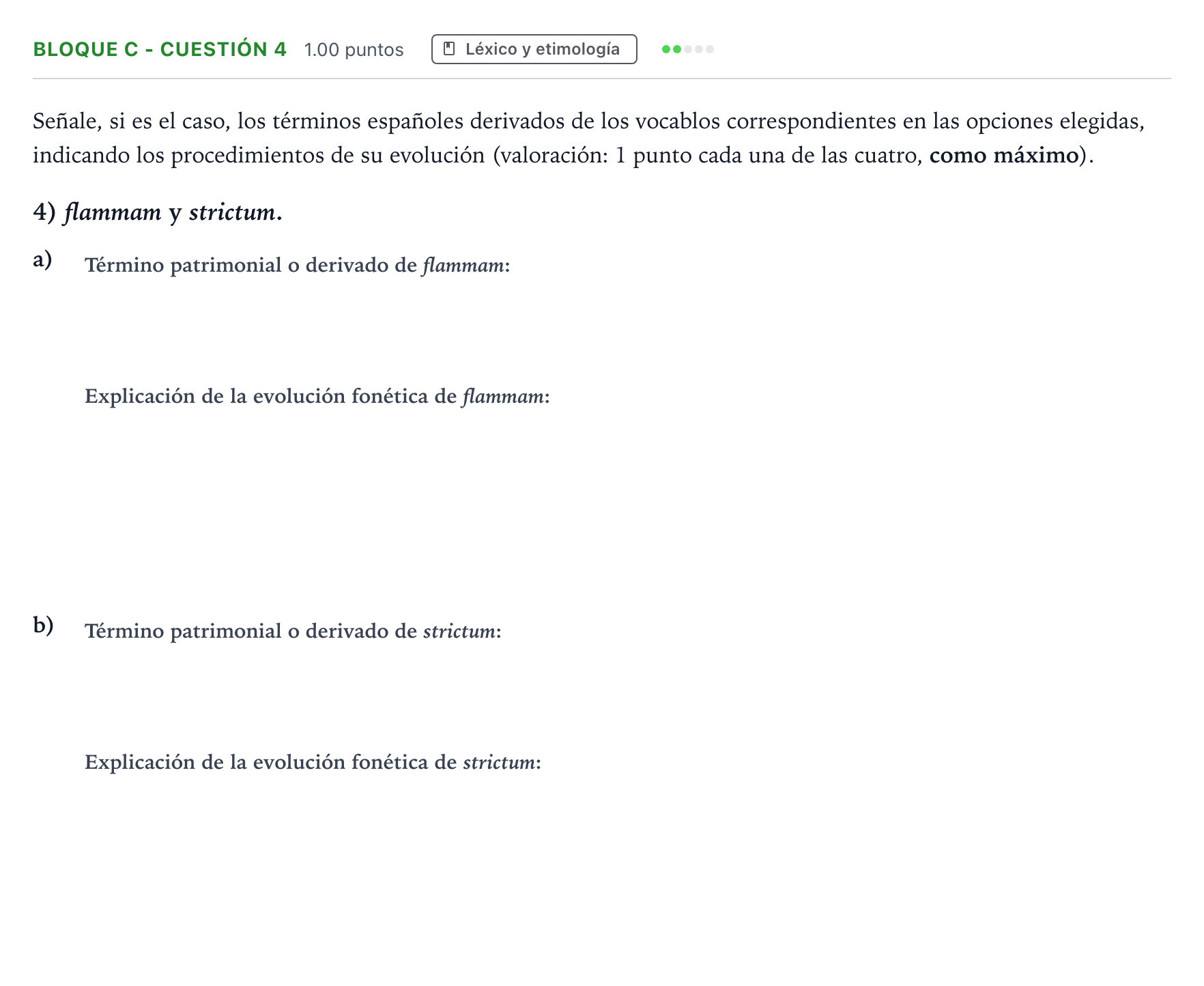 Enunciado: Bloque C - Cuestión 4 · Latín II PAU Andalucía Ordinaria Titular 2021