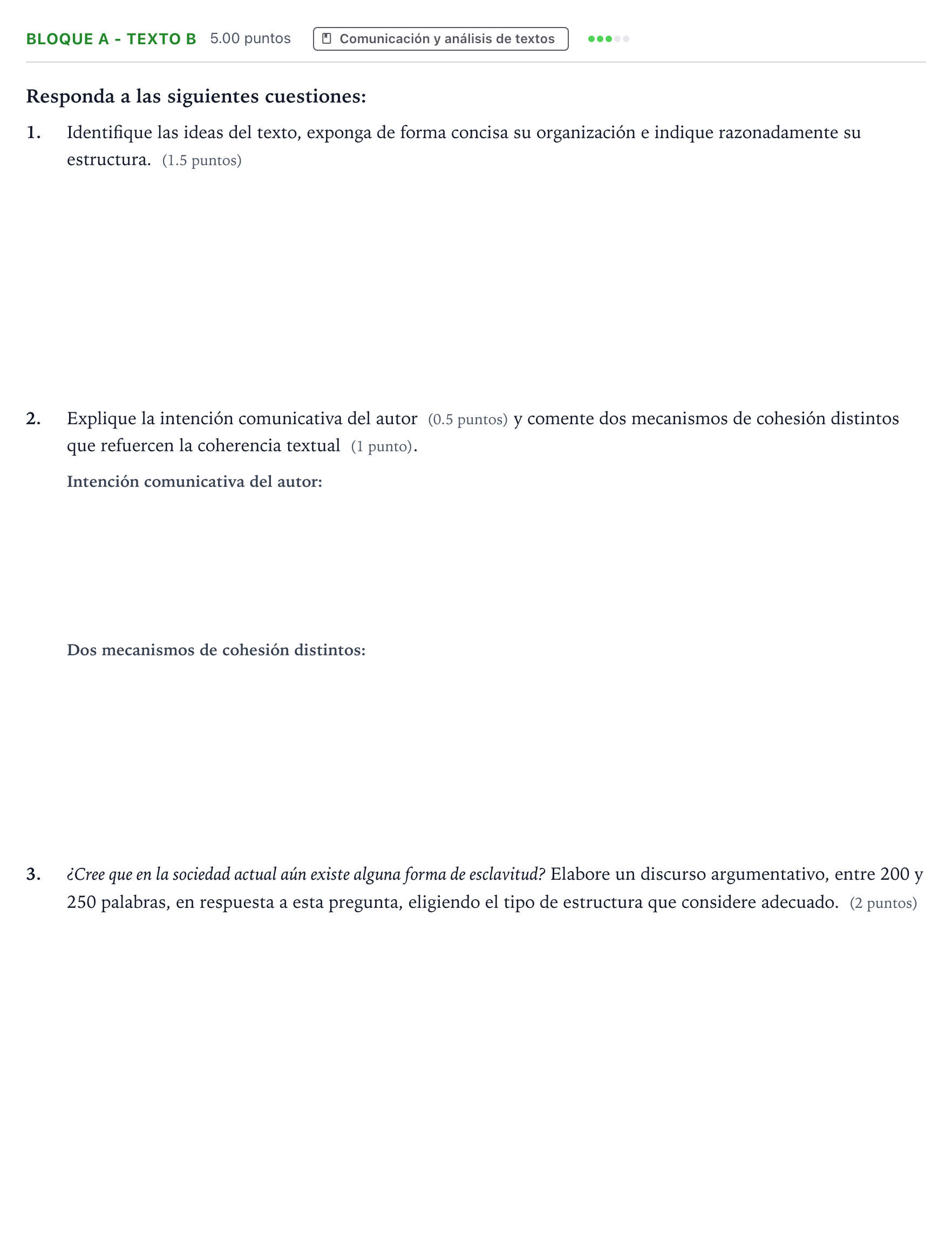 Enunciado: Bloque A - Texto B · Lengua Castellana y Literatura II PAU Andalucía Ordinaria Reserva 2021