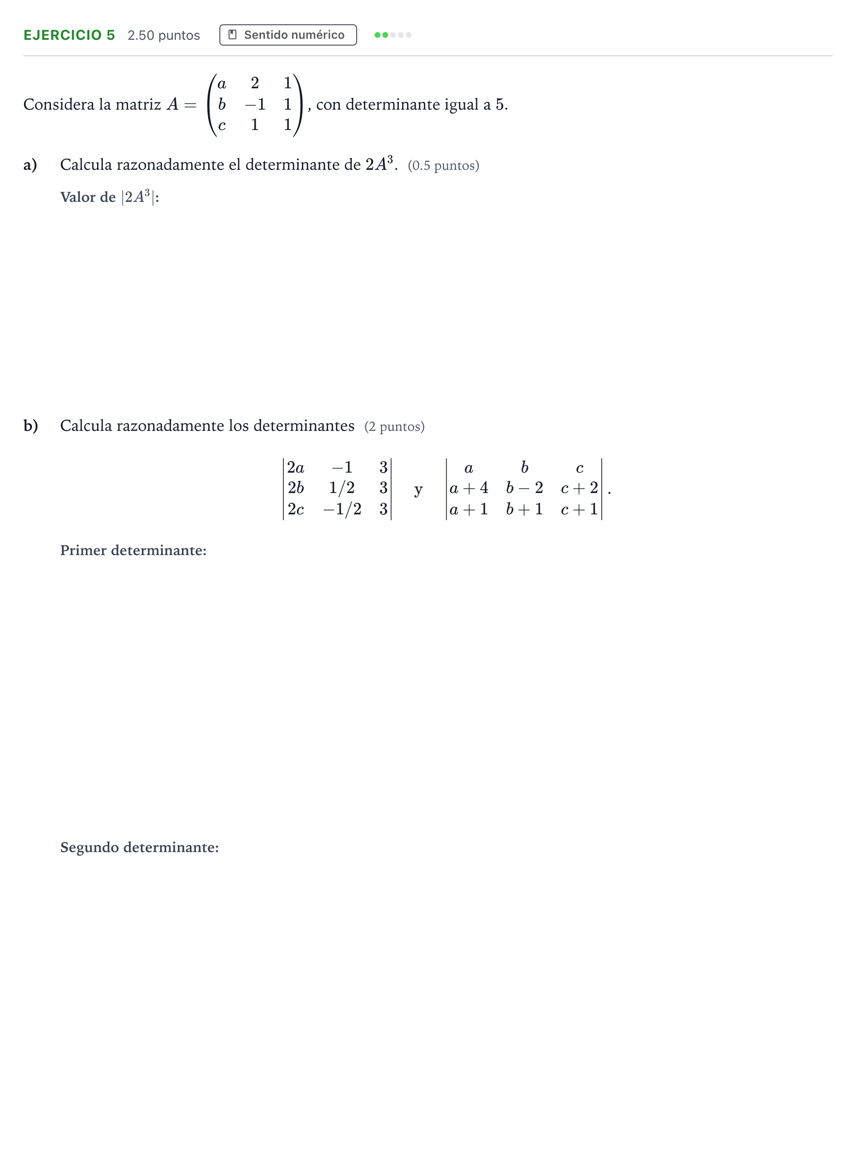 Enunciado: Ejercicio 5 · Matemáticas II PAU Andalucía Extraordinaria Reserva 2021