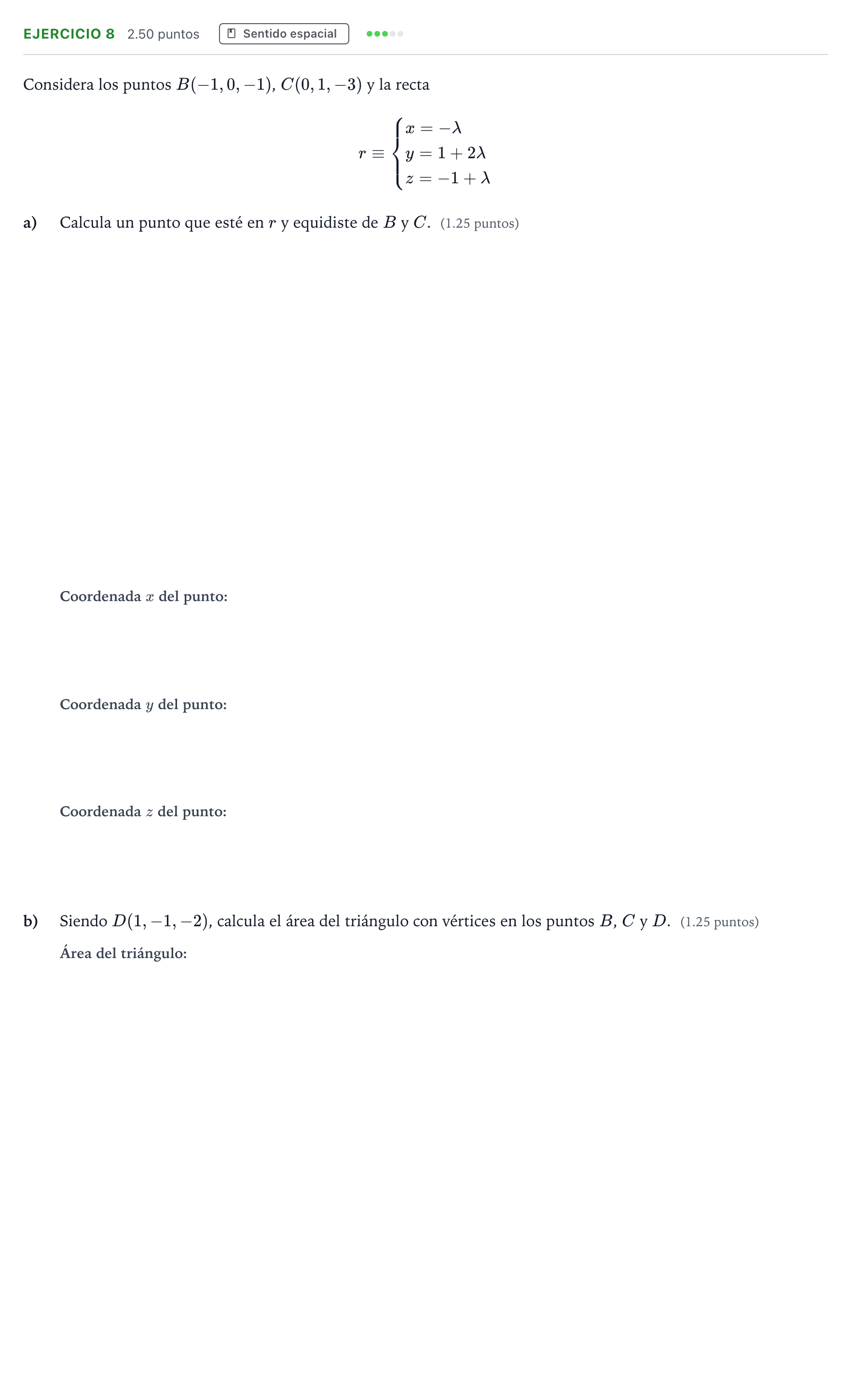 Enunciado: Ejercicio 8 · Matemáticas II PAU Andalucía Extraordinaria Reserva 2021