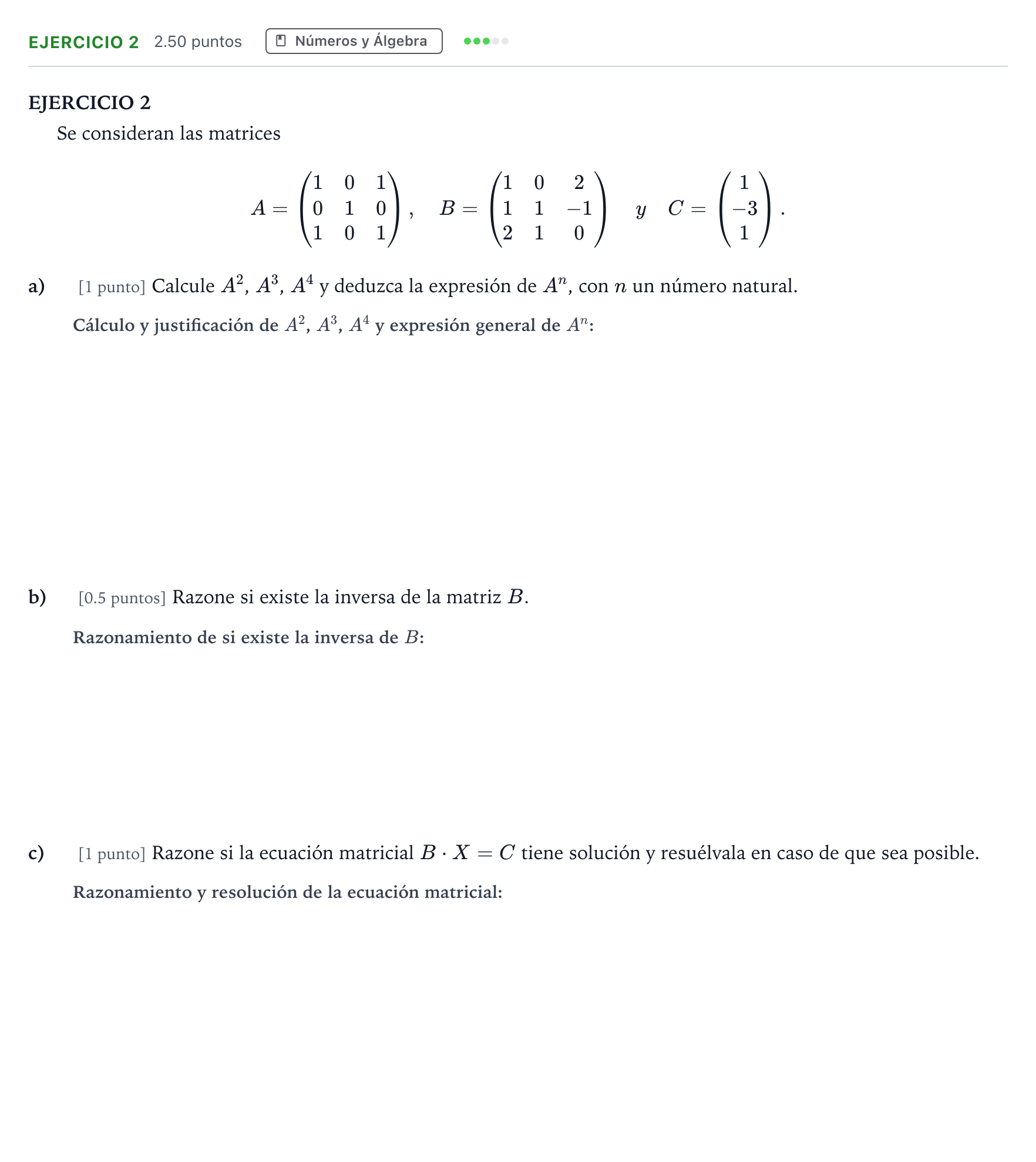 Enunciado: Ejercicio 2 · Matemáticas aplicadas a las Ciencias Sociales II PAU Andalucía Extraordinaria Reserva 2021