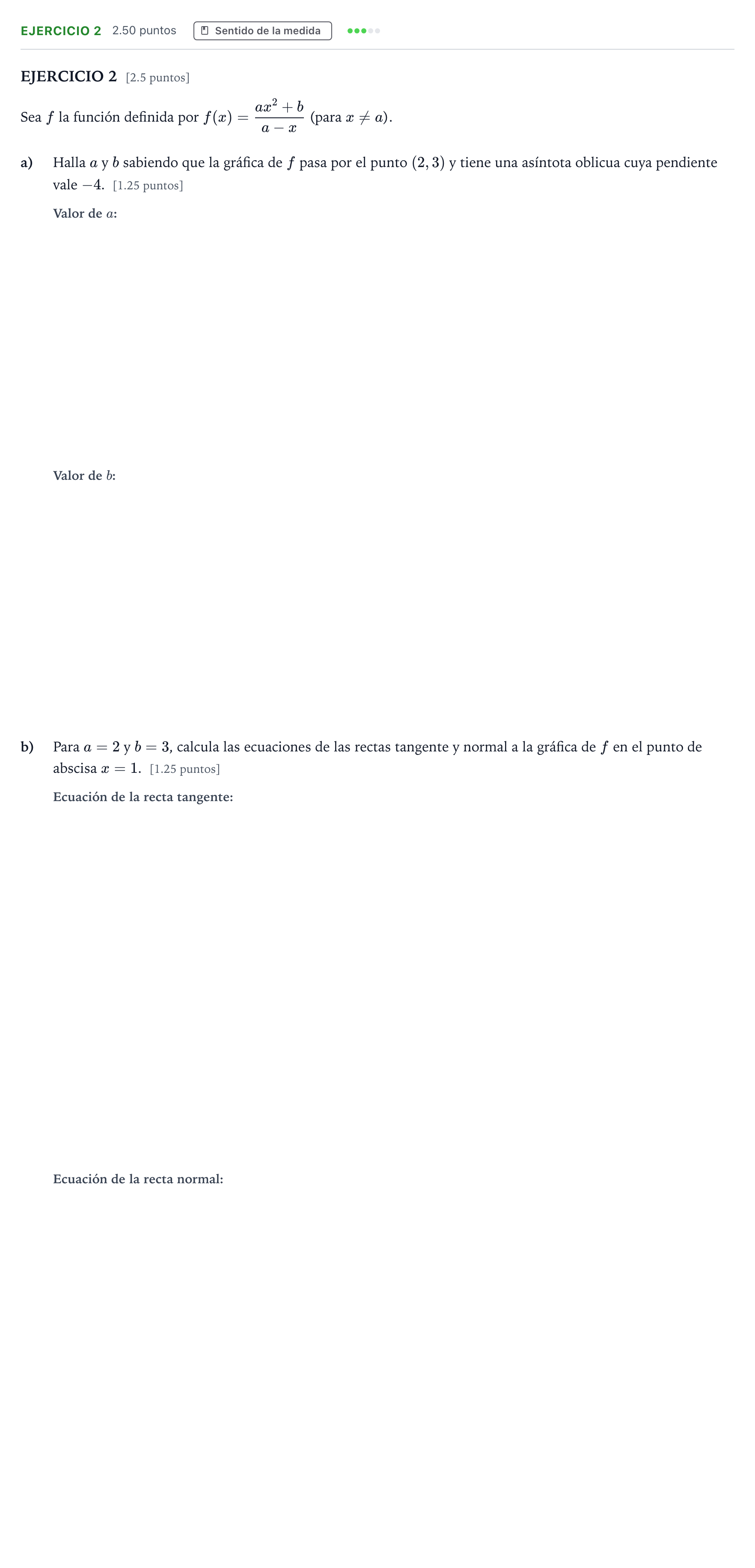 Enunciado: EJERCICIO 2 · Matemáticas II PAU Andalucía Extraordinaria Suplente 2021