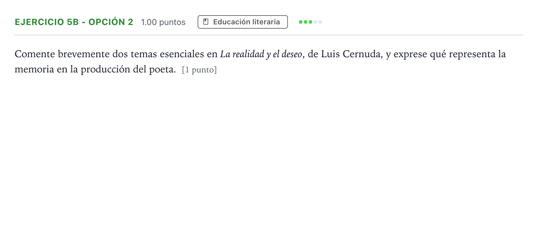 Enunciado: Ejercicio 5b - Opción 2 · Lengua Castellana y Literatura II PAU Andalucía Ordinaria Titular 2021