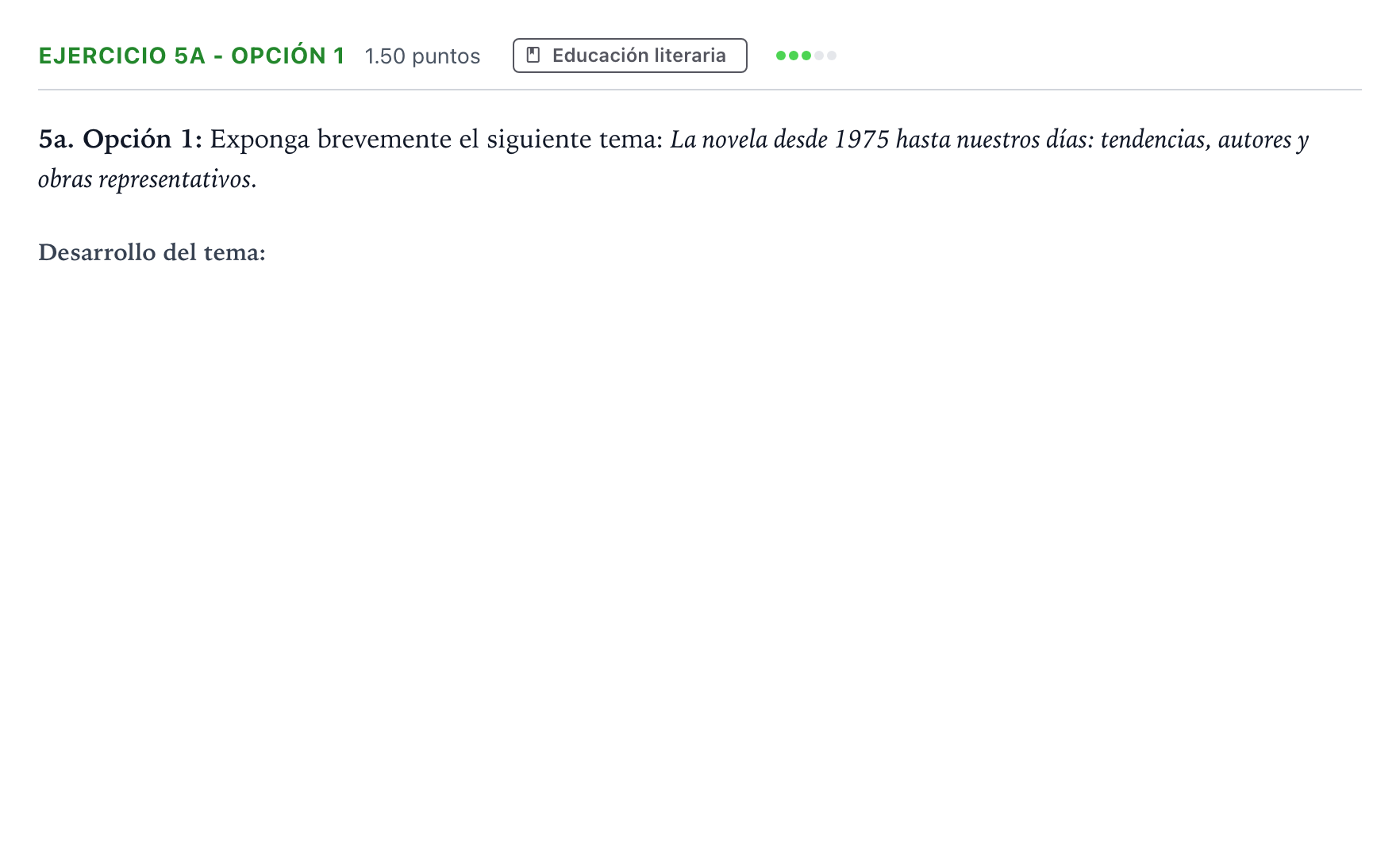 Enunciado: Ejercicio 5a - Opción 1 · Lengua Castellana y Literatura II PAU Andalucía Ordinaria Suplente 2021