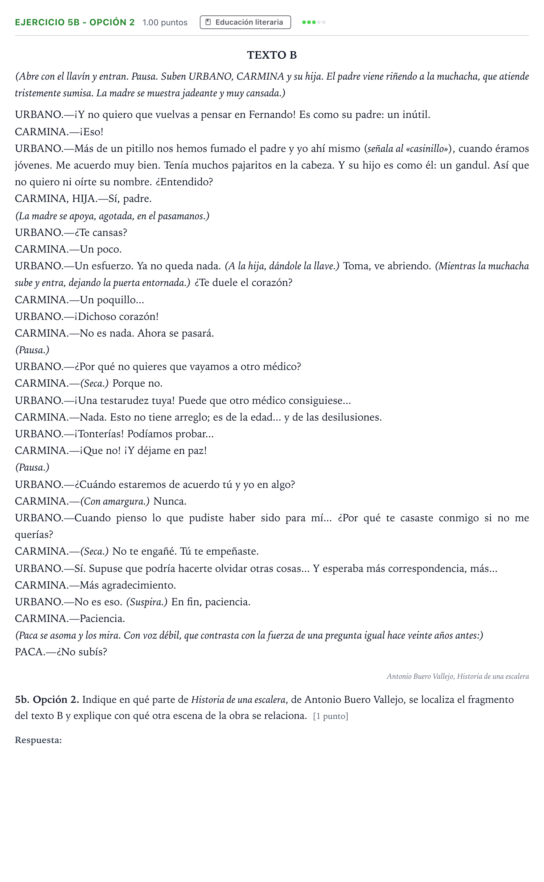 Enunciado: Ejercicio 5b - Opción 2 · Lengua Castellana y Literatura II PAU Andalucía Ordinaria Suplente 2021