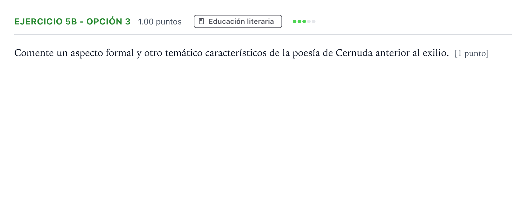 Enunciado: Ejercicio 5b - Opción 3 · Lengua Castellana y Literatura II PAU Andalucía Ordinaria Suplente 2021