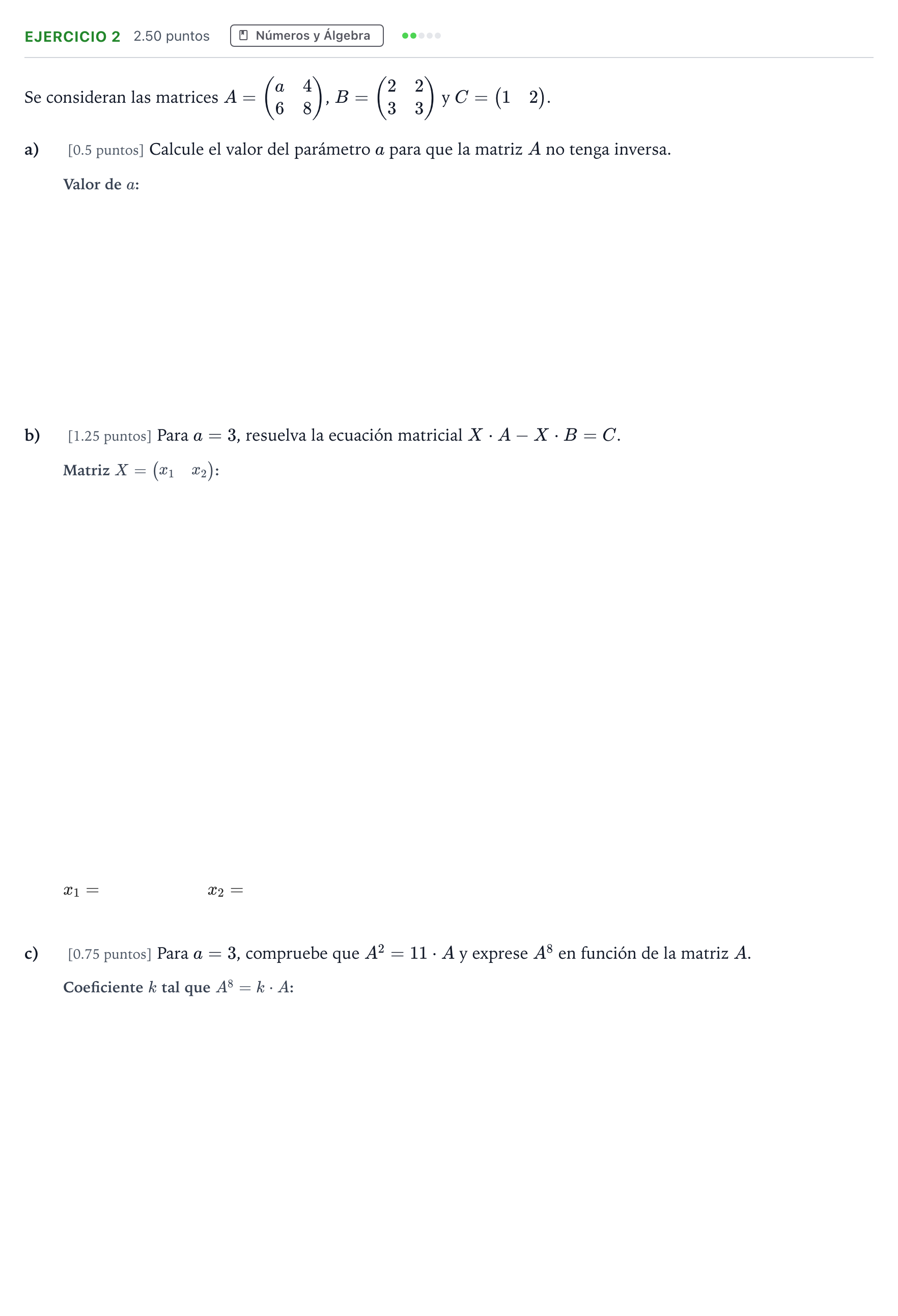 Enunciado: Ejercicio 2 · Matemáticas aplicadas a las Ciencias Sociales II PAU Andalucía Extraordinaria Suplente 2021