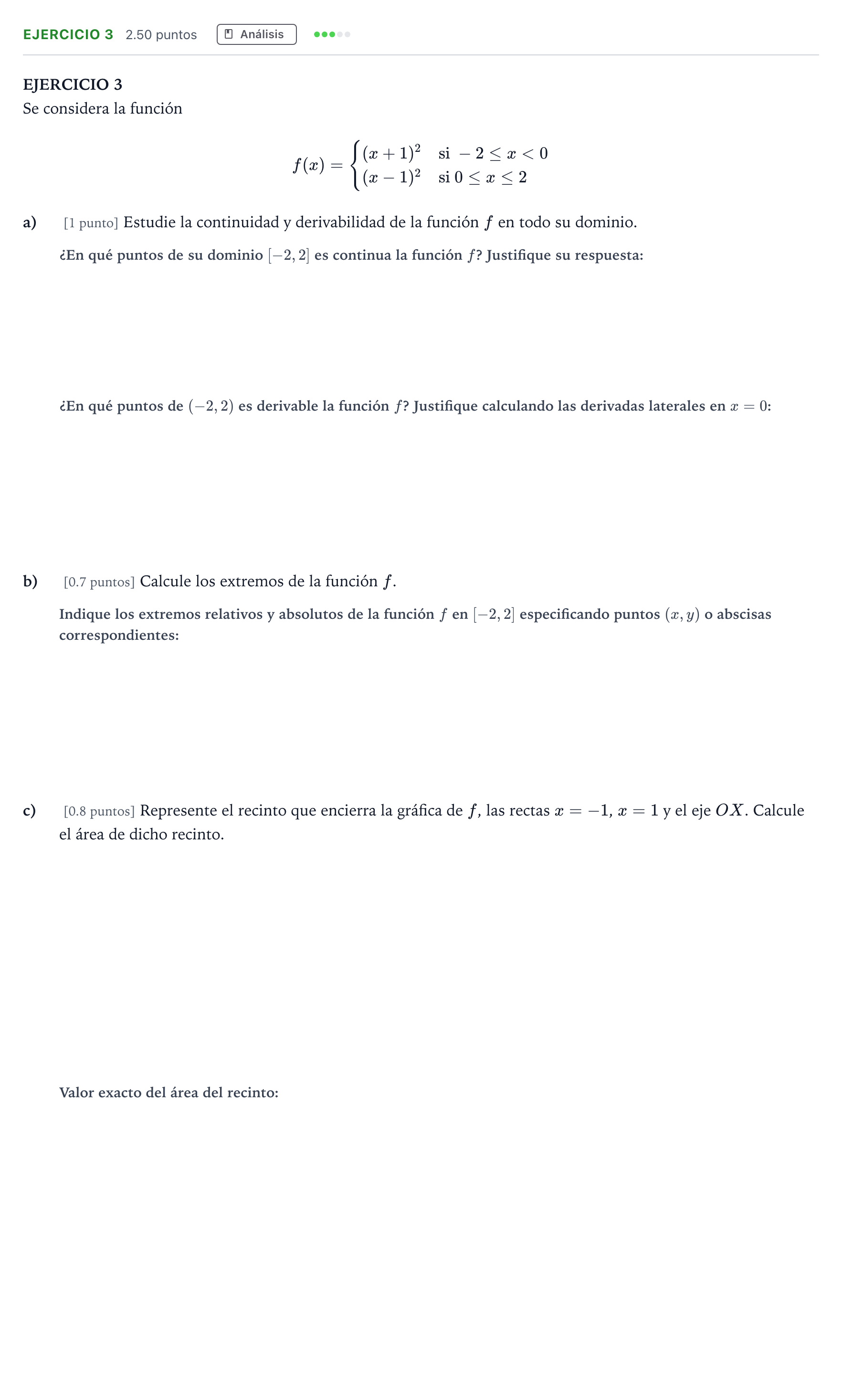 Enunciado: Ejercicio 3 · Matemáticas aplicadas a las Ciencias Sociales II PAU Andalucía Extraordinaria Suplente 2021