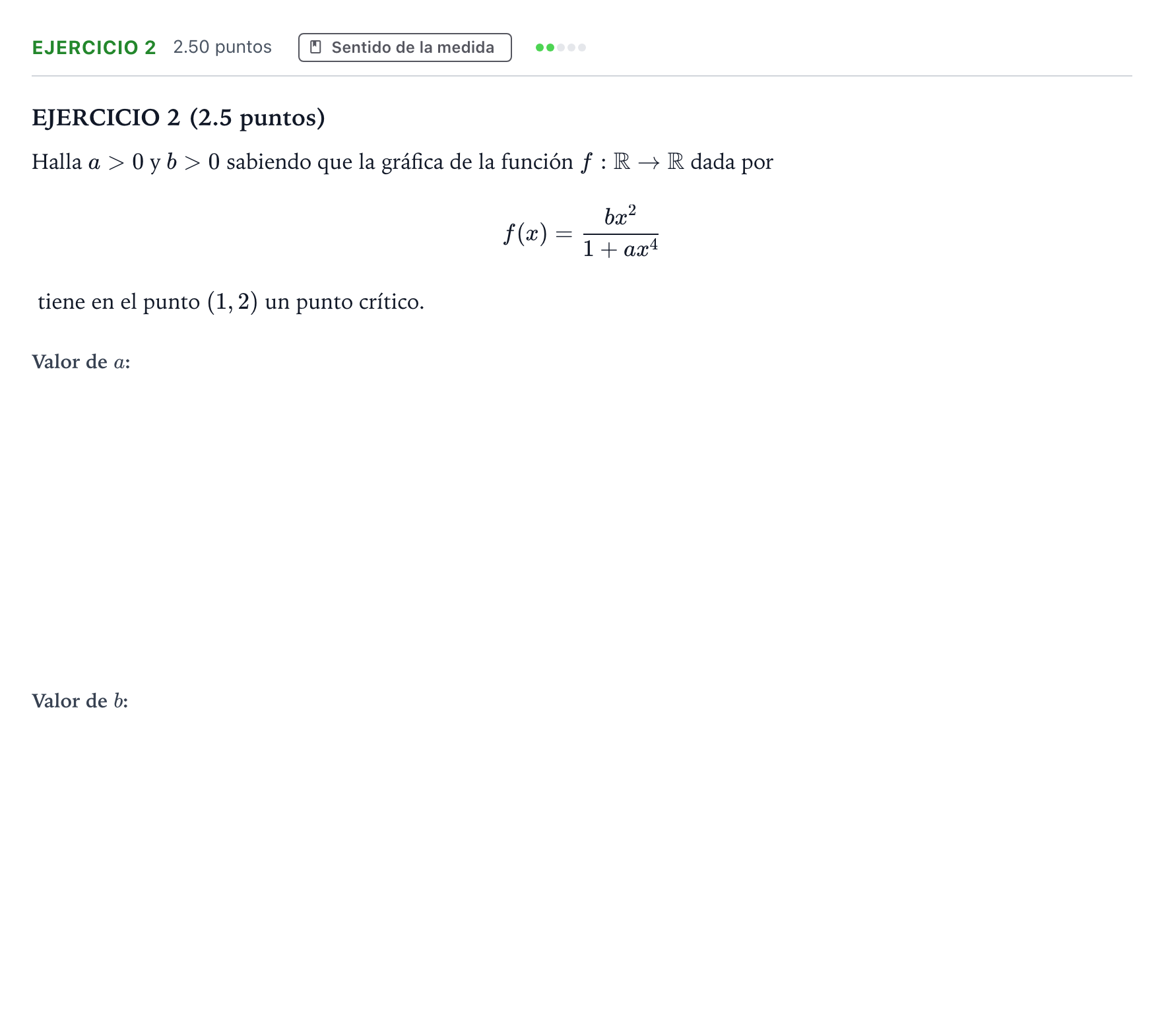 Enunciado: Ejercicio 2 · Matemáticas II PAU Andalucía Extraordinaria Titular 2021