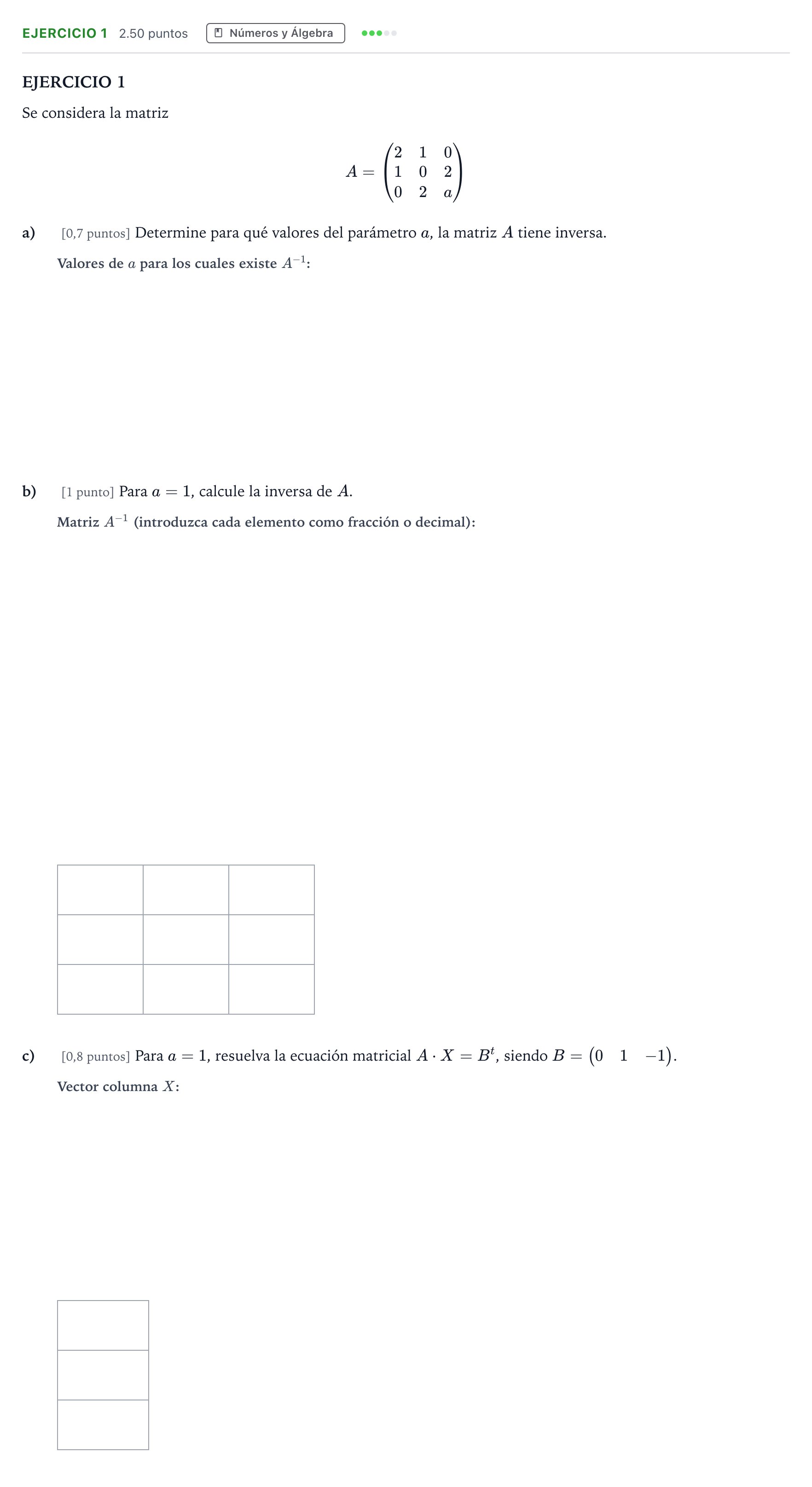 Enunciado: Ejercicio 1 · Matemáticas aplicadas a las Ciencias Sociales II PAU Andalucía Extraordinaria Titular 2021