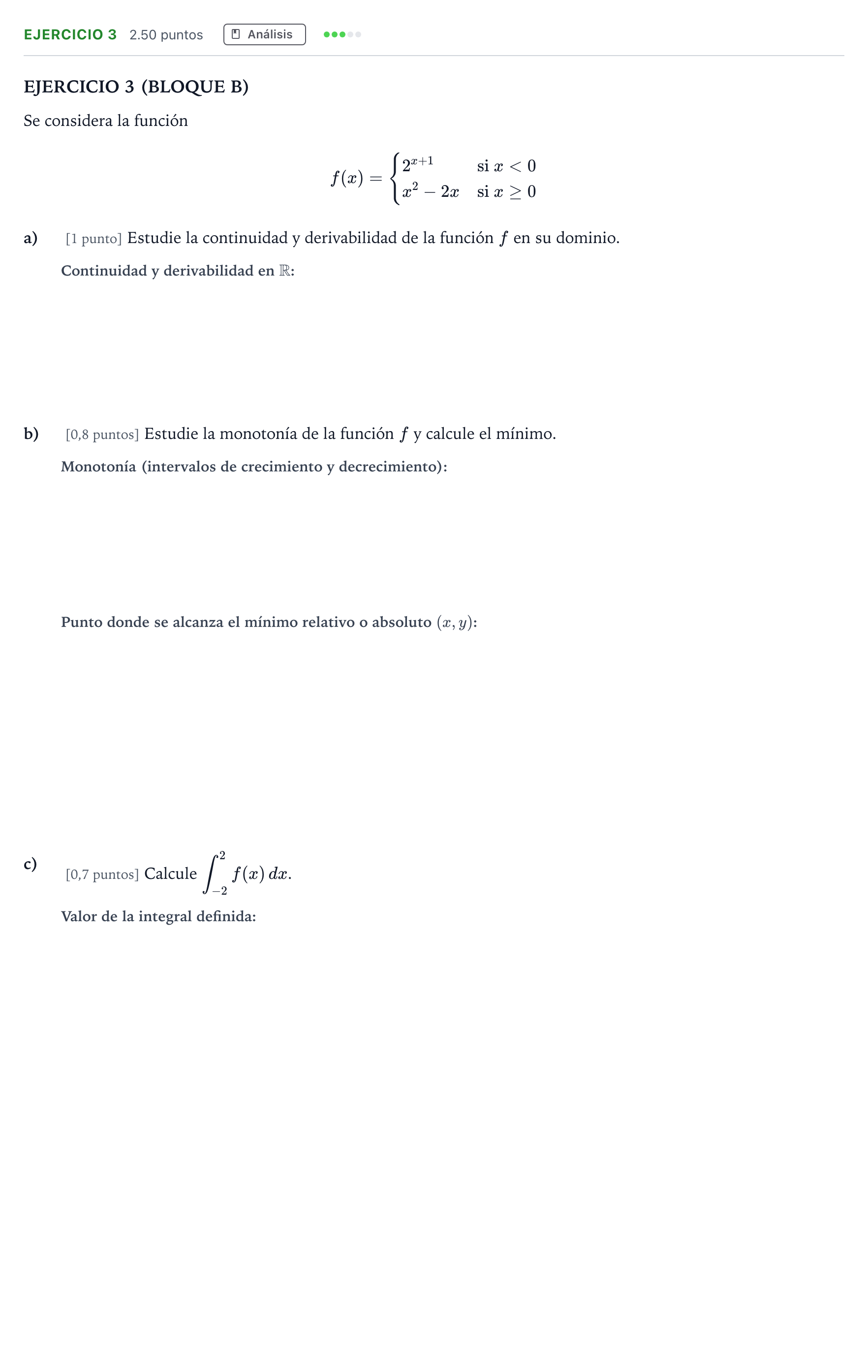 Enunciado: Ejercicio 3 · Matemáticas aplicadas a las Ciencias Sociales II PAU Andalucía Extraordinaria Titular 2021