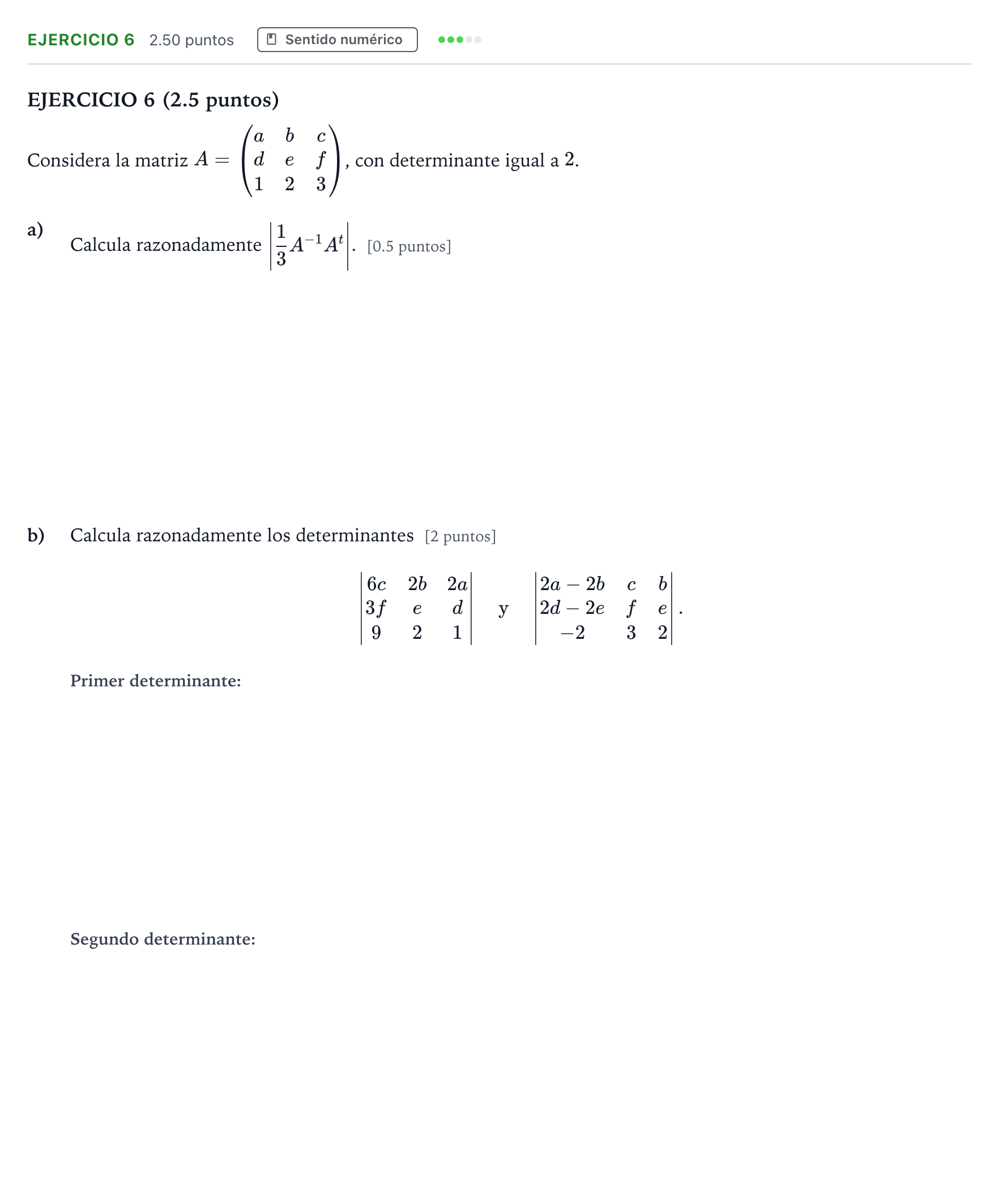Enunciado: Ejercicio 6 · Matemáticas II PAU Andalucía Ordinaria Reserva 2021
