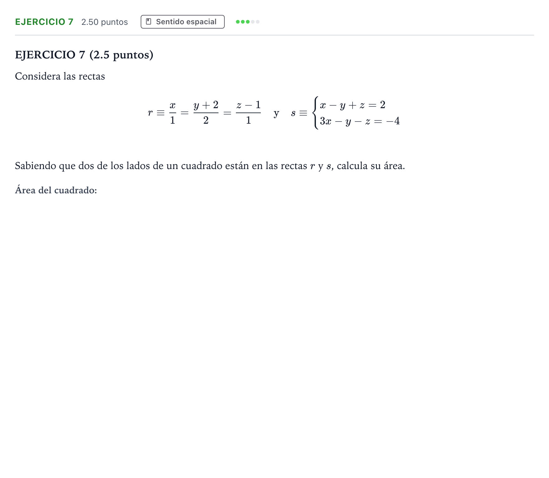 Enunciado: Ejercicio 7 · Matemáticas II PAU Andalucía Ordinaria Reserva 2021