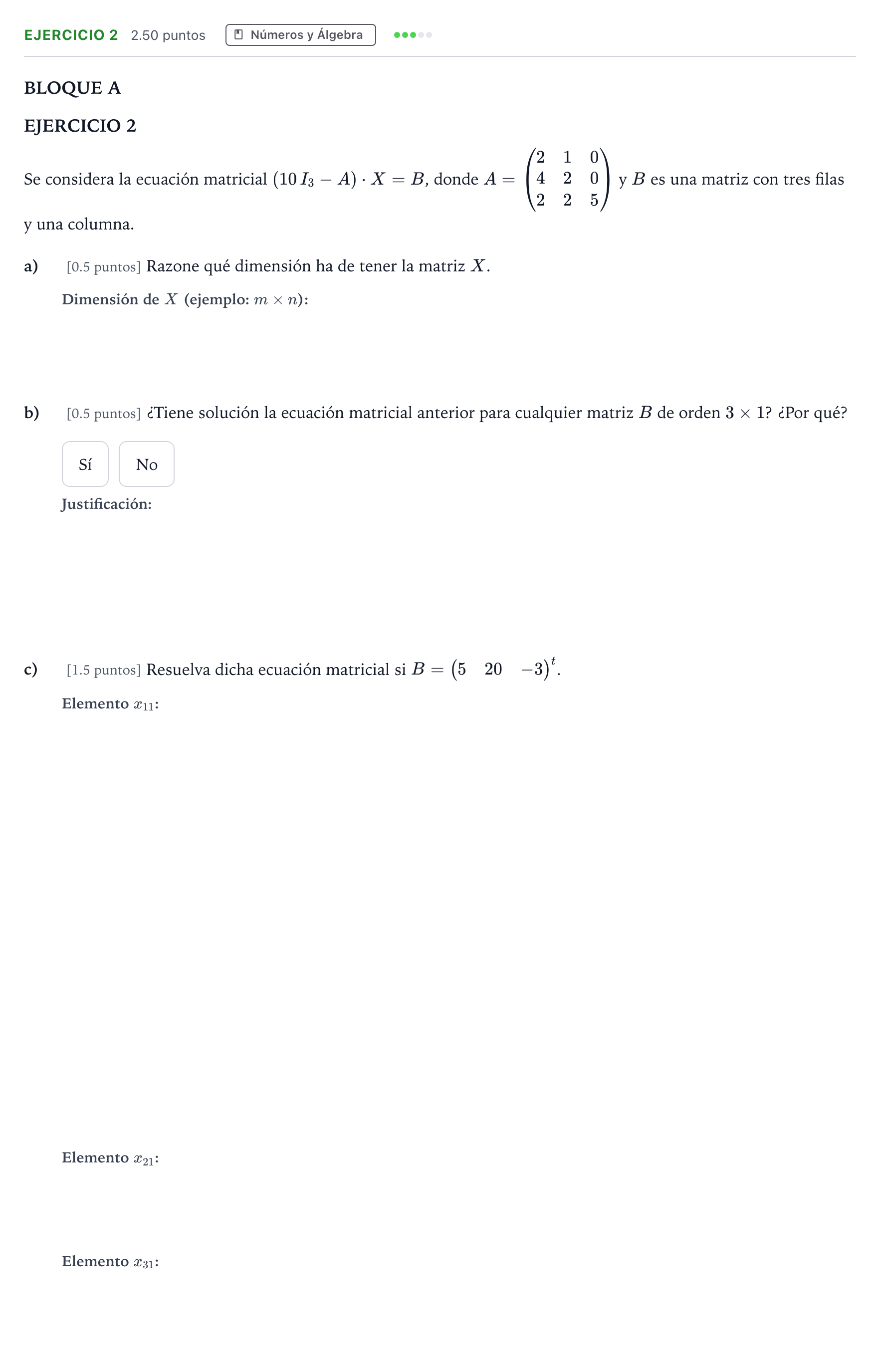 Enunciado: Ejercicio 2 · Matemáticas aplicadas a las Ciencias Sociales II PAU Andalucía Ordinaria Reserva 2021