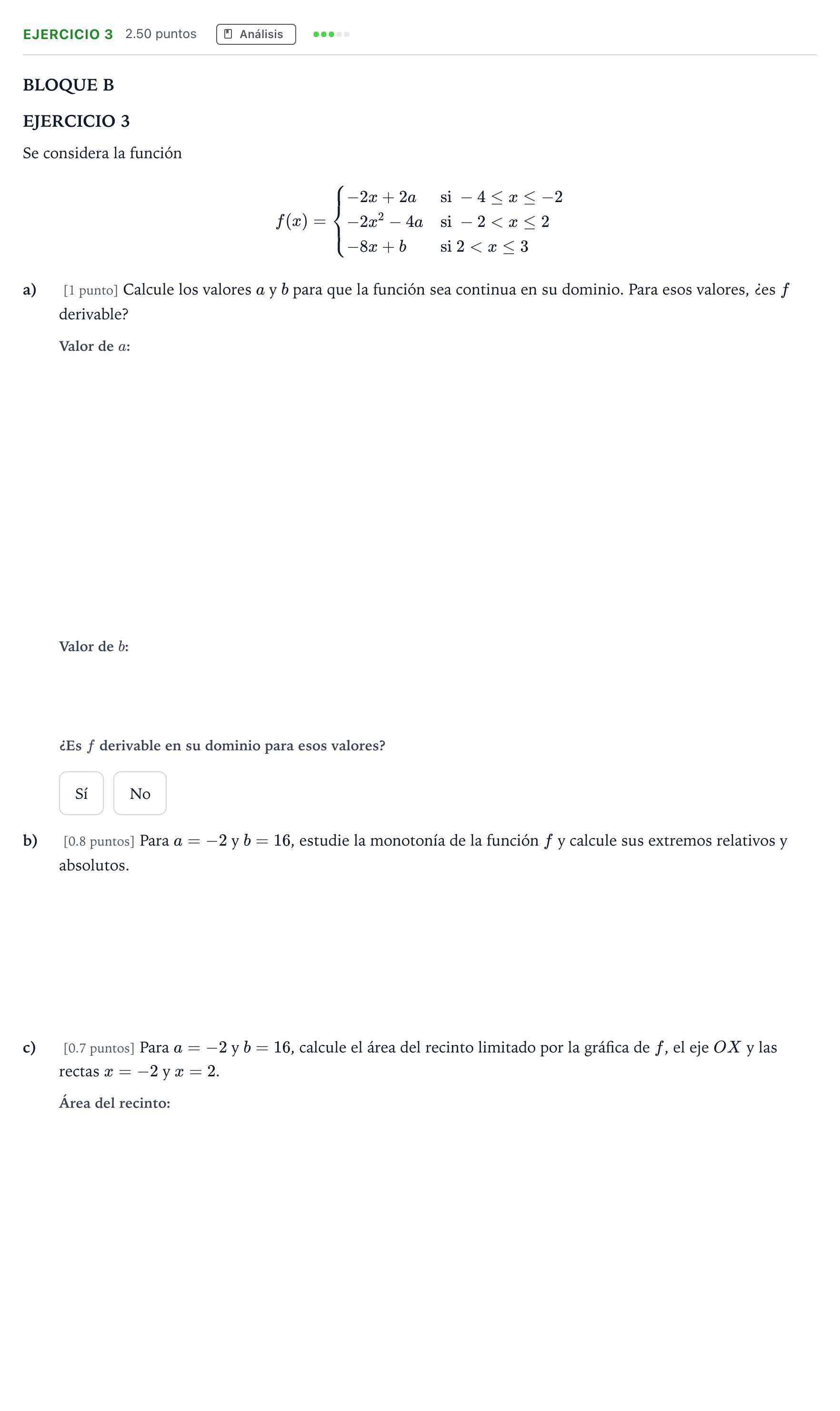 Enunciado: Ejercicio 3 · Matemáticas aplicadas a las Ciencias Sociales II PAU Andalucía Ordinaria Reserva 2021