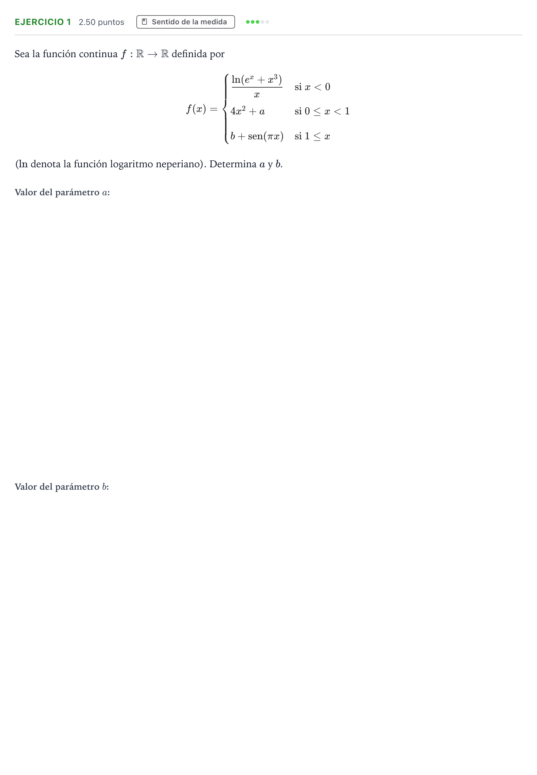Enunciado: Ejercicio 1 · Matemáticas II PAU Andalucía Ordinaria Suplente 2021