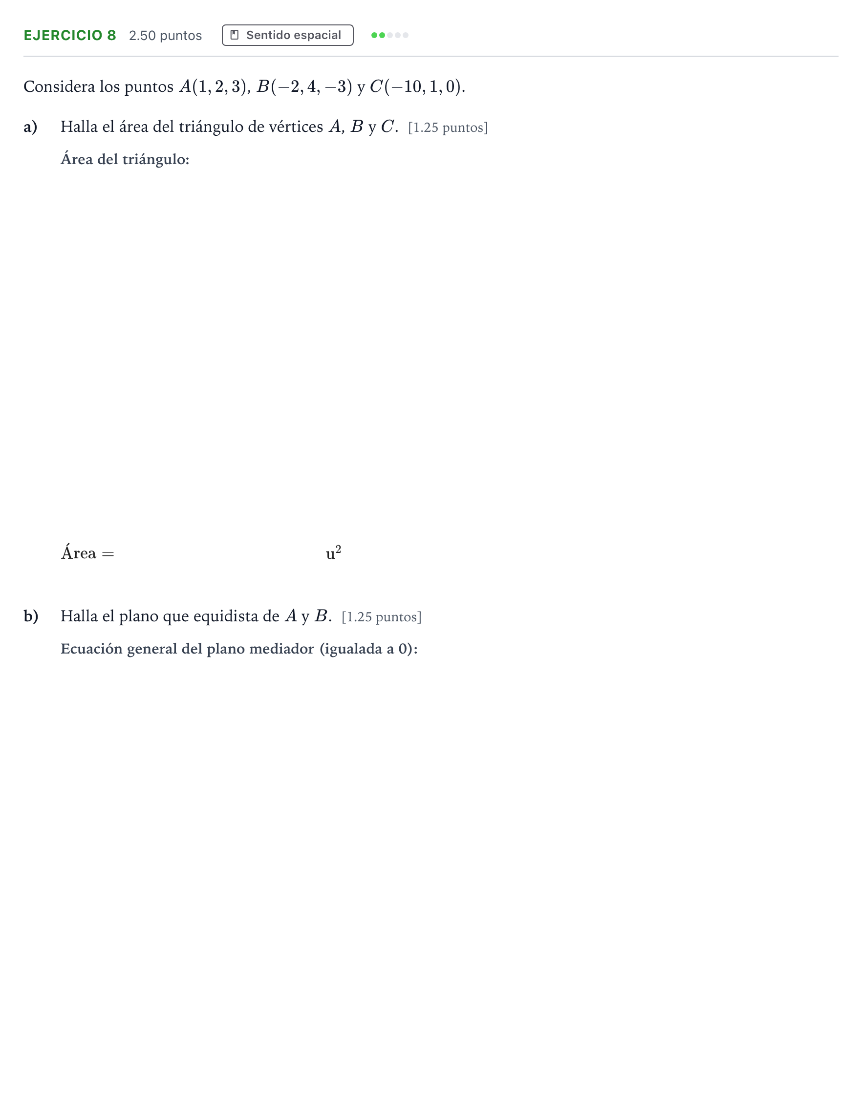 Enunciado: Ejercicio 8 · Matemáticas II PAU Andalucía Ordinaria Suplente 2021