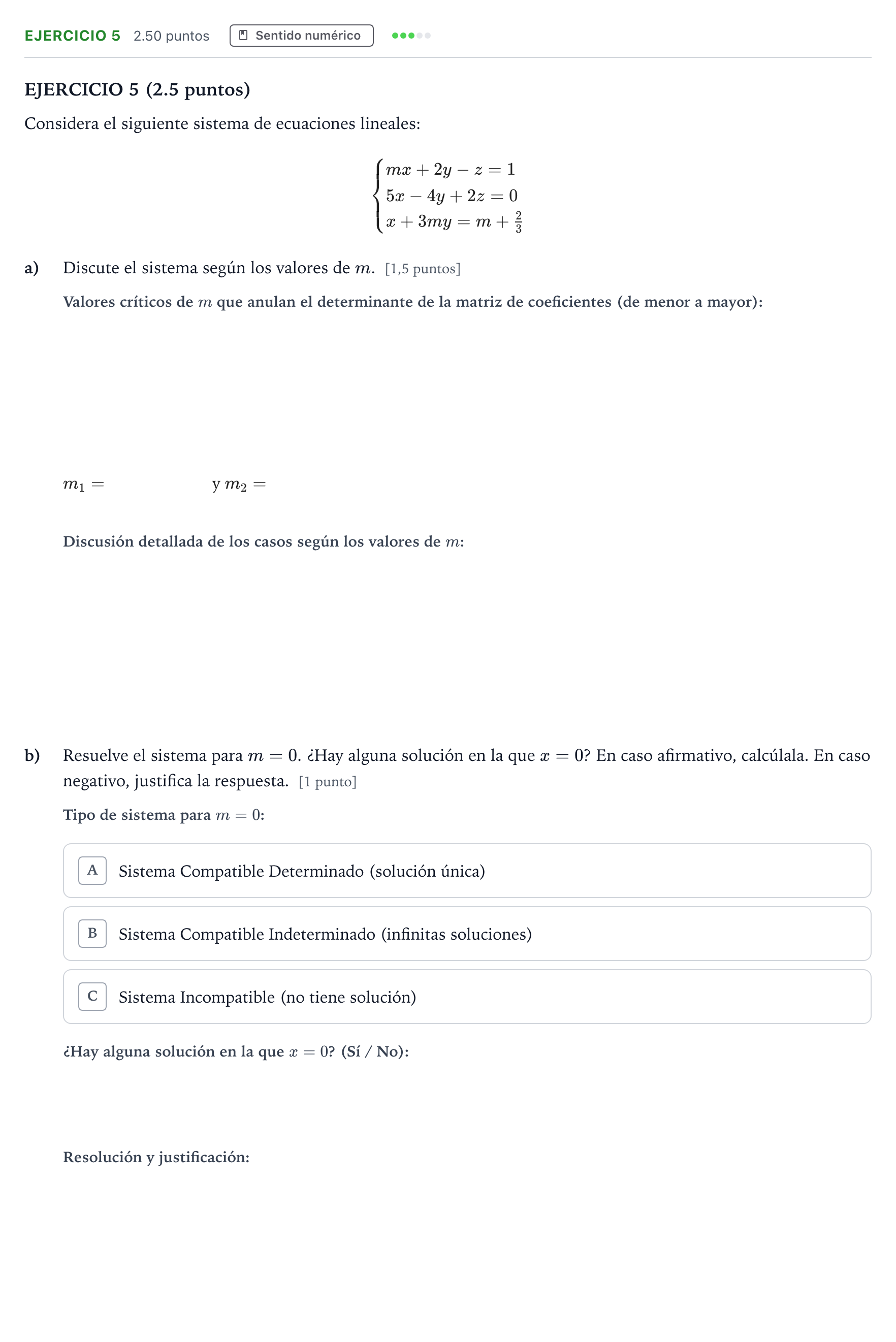 Enunciado: Ejercicio 5 · Matemáticas II PAU Andalucía Ordinaria Titular 2021