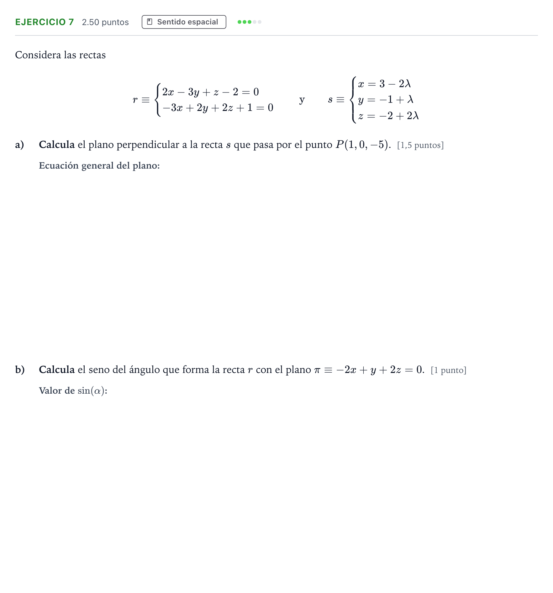 Enunciado: Ejercicio 7 · Matemáticas II PAU Andalucía Ordinaria Titular 2021
