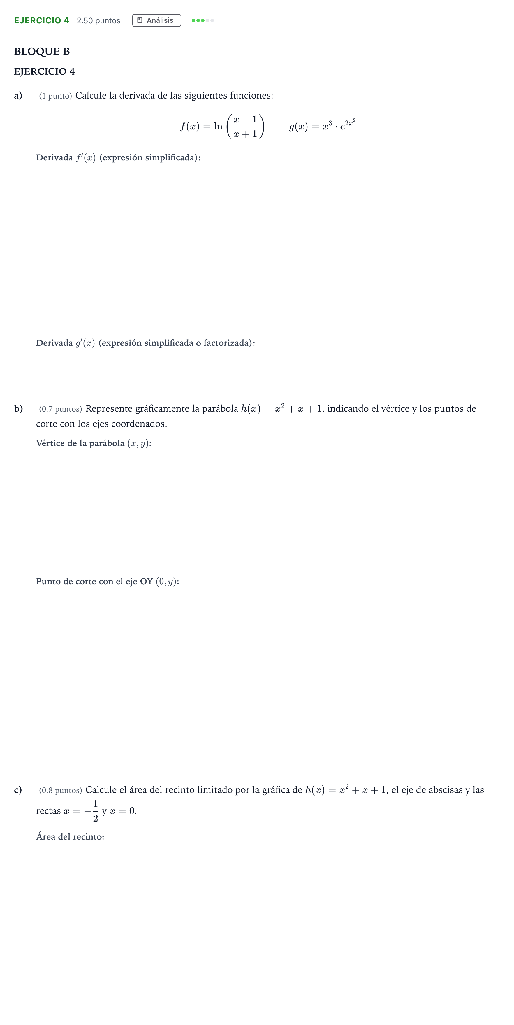 Enunciado: Ejercicio 4 · Matemáticas aplicadas a las Ciencias Sociales II PAU Andalucía Ordinaria Titular 2021