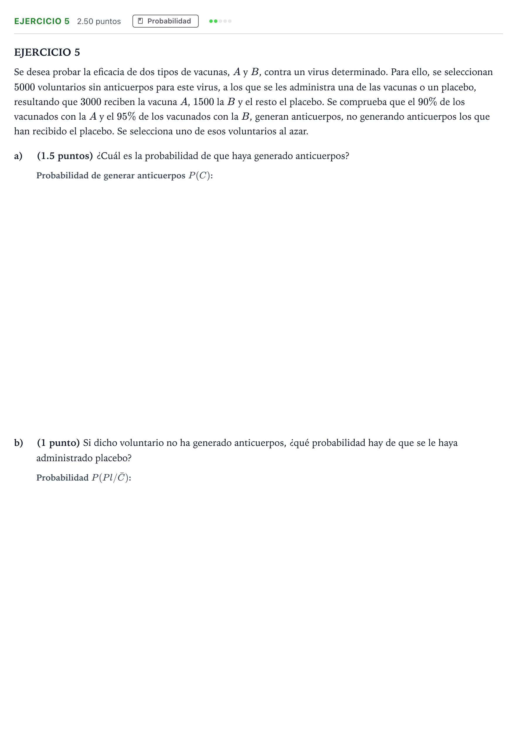 Enunciado: Ejercicio 5 · Matemáticas aplicadas a las Ciencias Sociales II PAU Andalucía Ordinaria Titular 2021