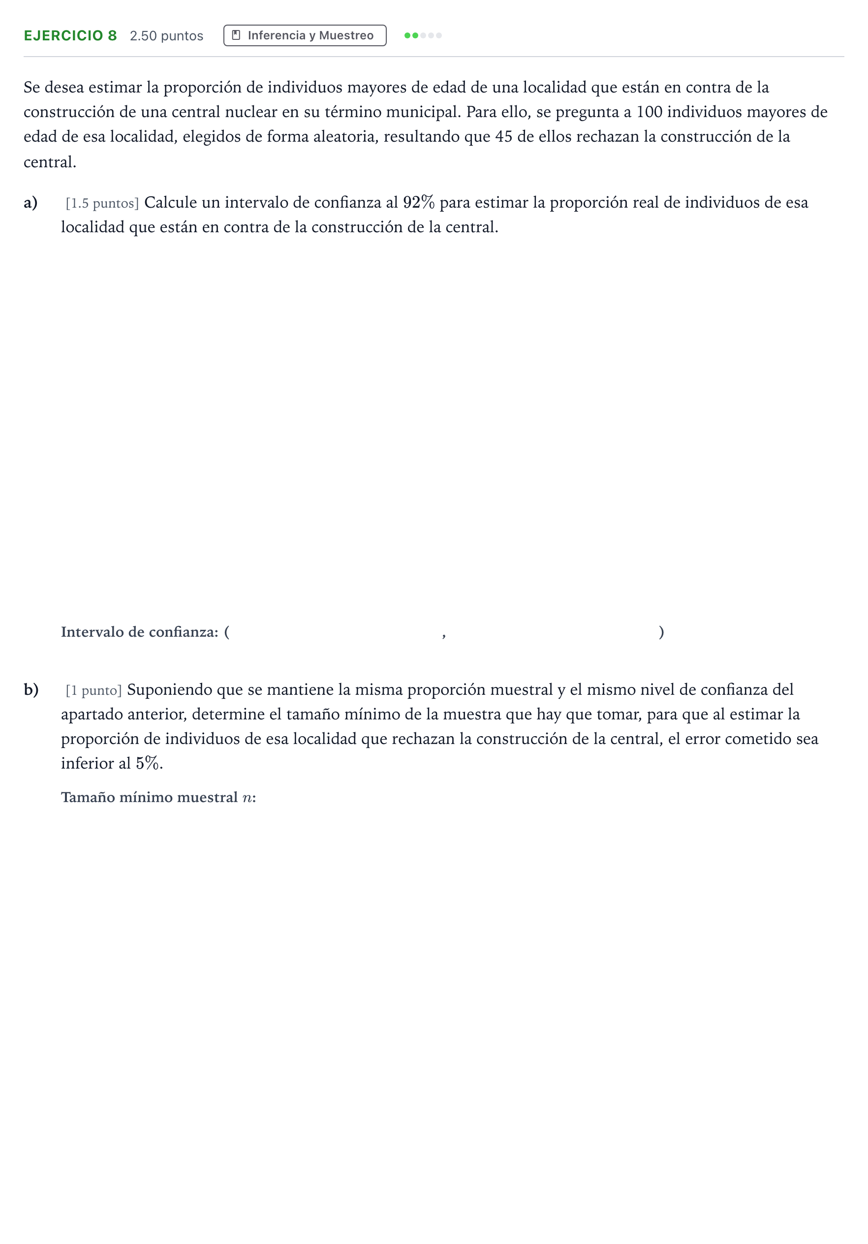 Enunciado: Ejercicio 8 · Matemáticas aplicadas a las Ciencias Sociales II PAU Andalucía Ordinaria Titular 2021