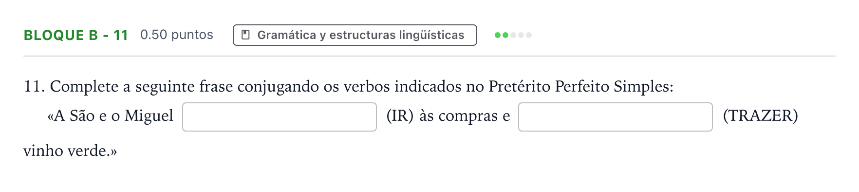 Enunciado: Bloque B - 11 · Portugués PAU Andalucía Extraordinaria Suplente 2021