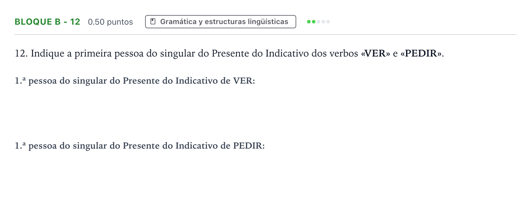 Enunciado: Bloque B - 12 · Portugués PAU Andalucía Extraordinaria Suplente 2021