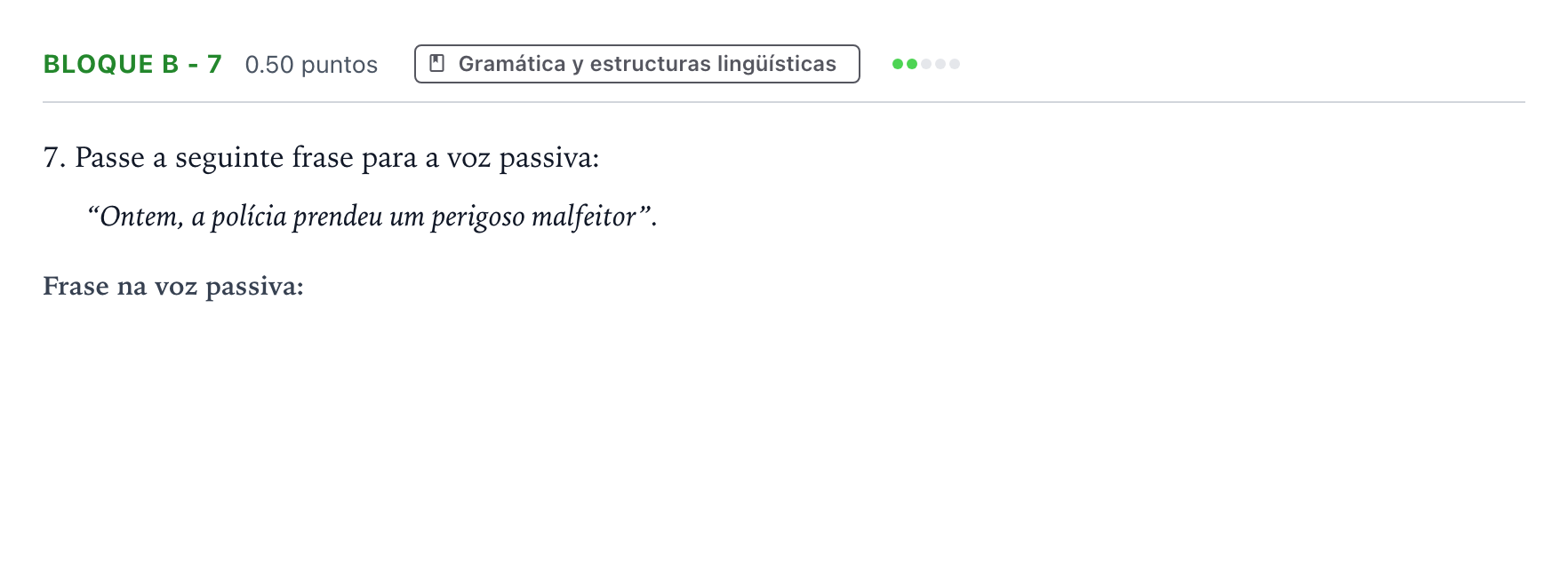 Enunciado: Bloque B - 7 · Portugués PAU Andalucía Extraordinaria Suplente 2021