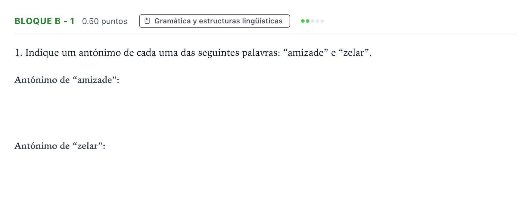 Enunciado: Bloque B - 1 · Portugués PAU Andalucía Extraordinaria Titular (Admisión) 2021