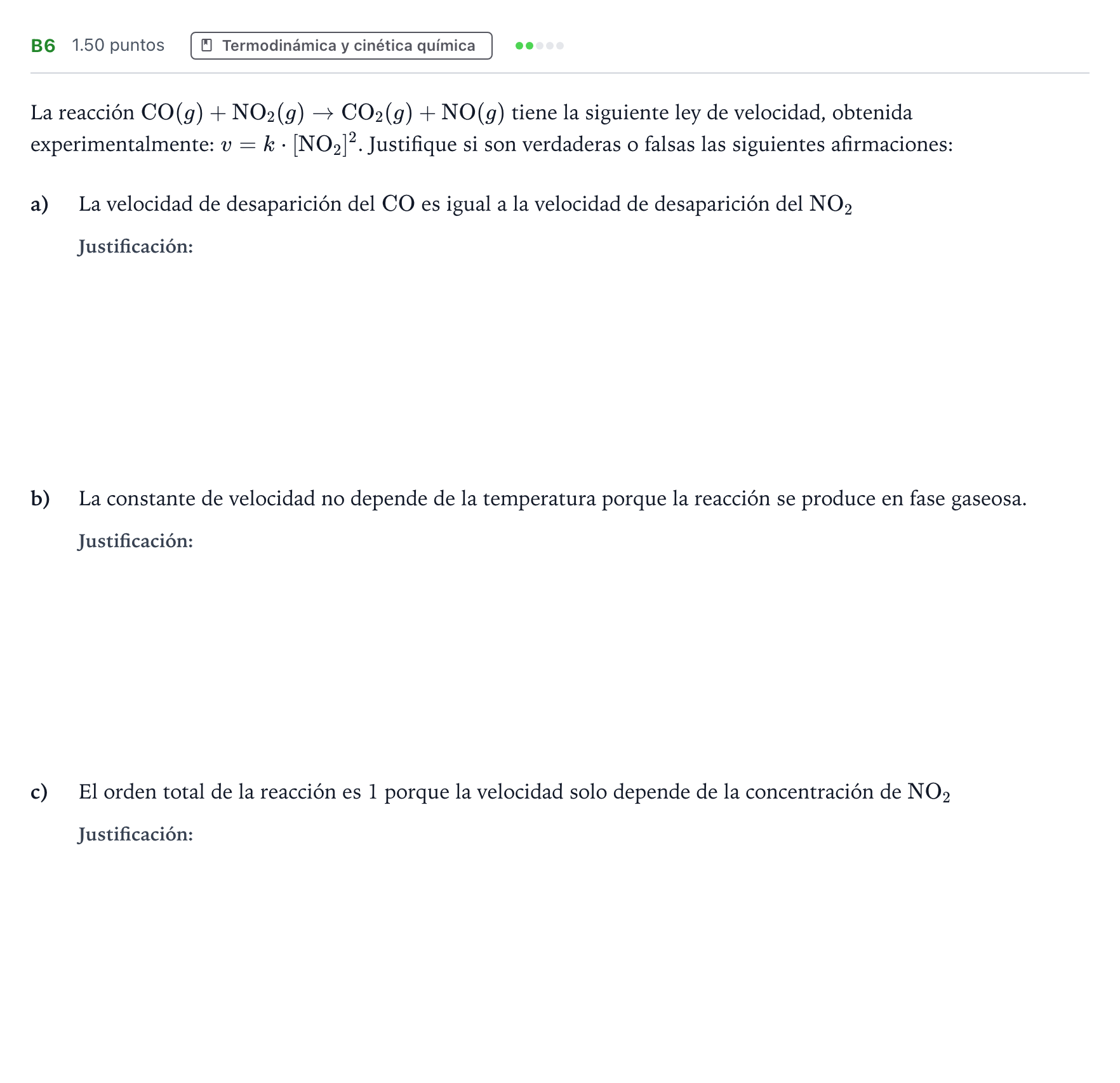 Enunciado: Ejercicio B6 · Química PAU Andalucía Extraordinaria Reserva 2021