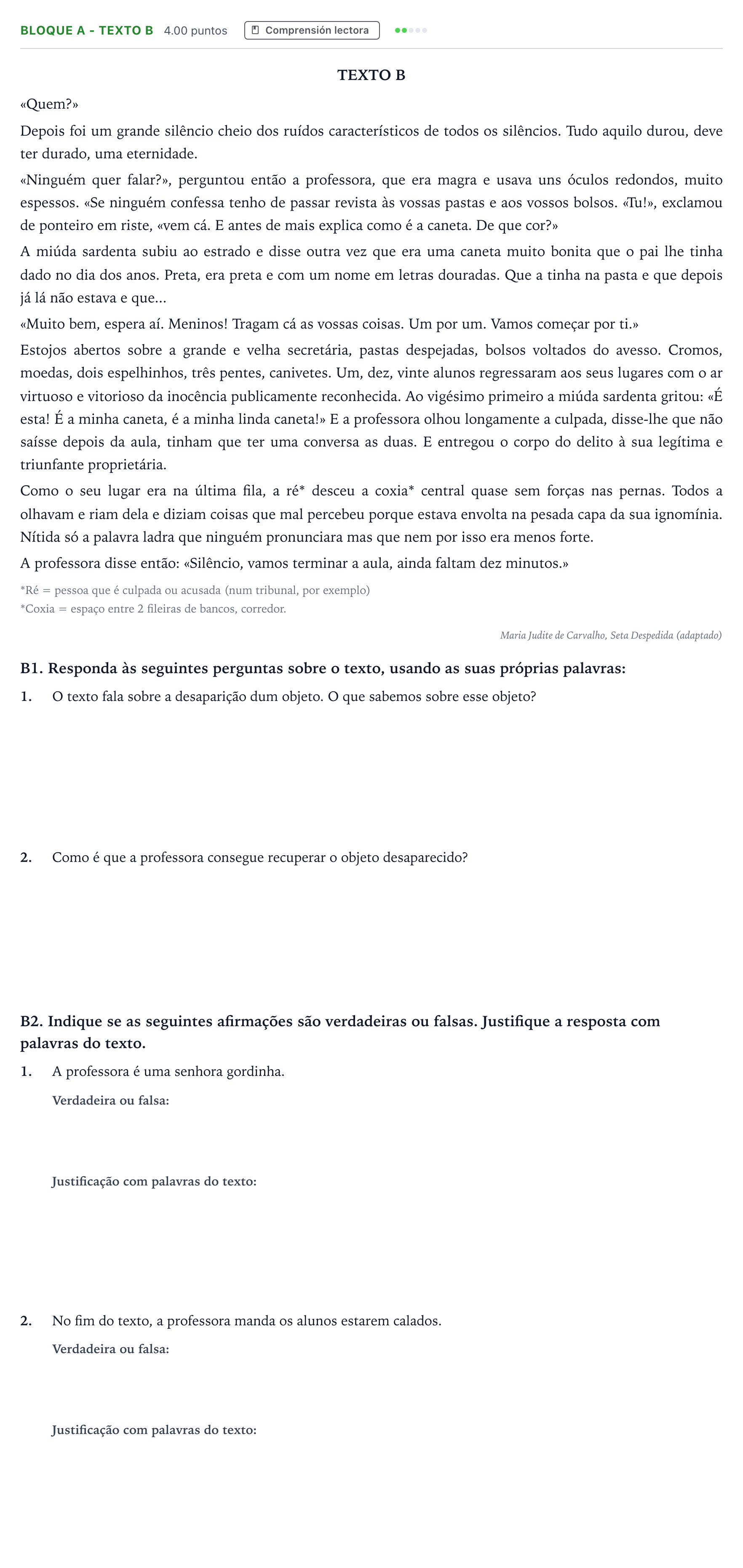 Enunciado: Bloque A - Texto B · Portugués PAU Andalucía Ordinaria Suplente 2021